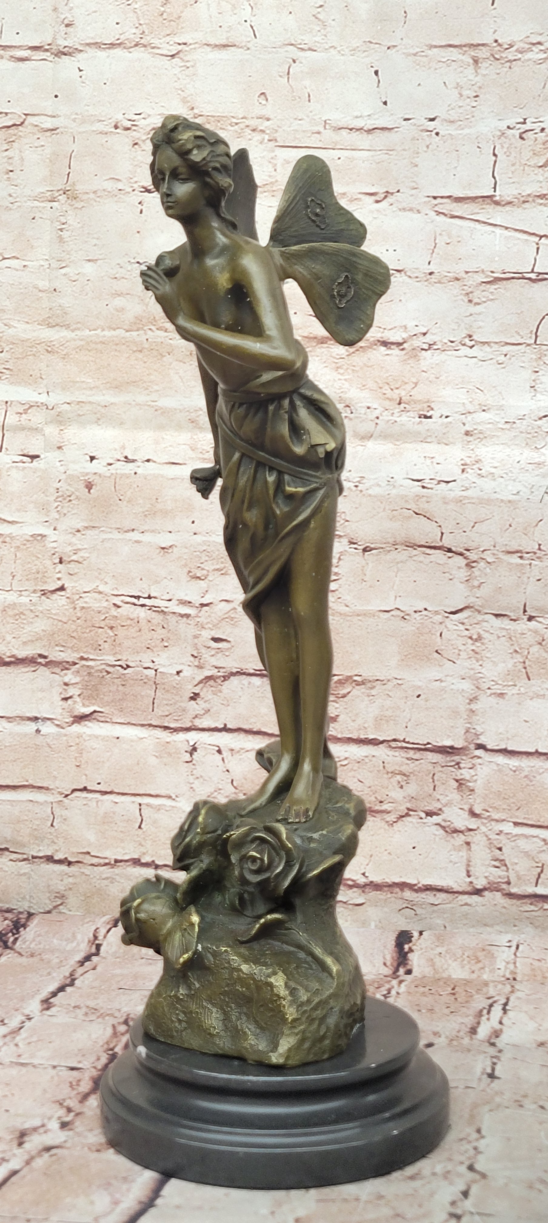 Signed Large Forest Fairy Villlanis Bronze Deco Statue Sculpture Figurine Art Deco