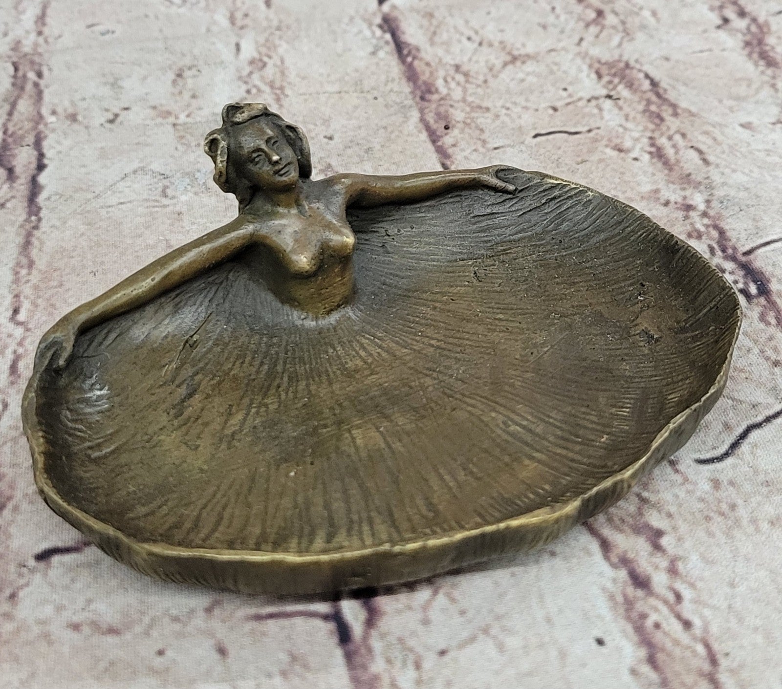 Handcrafted Bronze sculpture SALE Deco Female Nude Tray Dish Rubin Figurine
