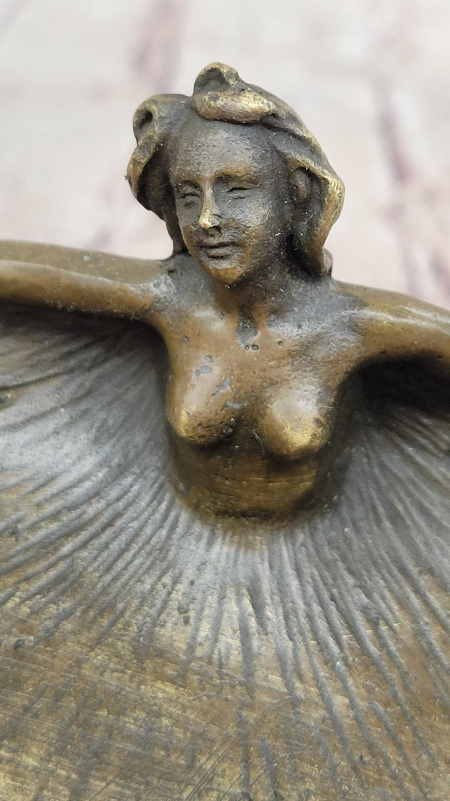 Handcrafted Bronze sculpture SALE Deco Female Nude Tray Dish Rubin Figurine