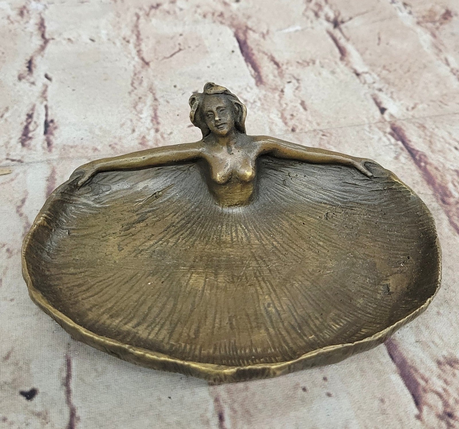 Handcrafted Bronze sculpture SALE Deco Female Nude Tray Dish Rubin Figurine
