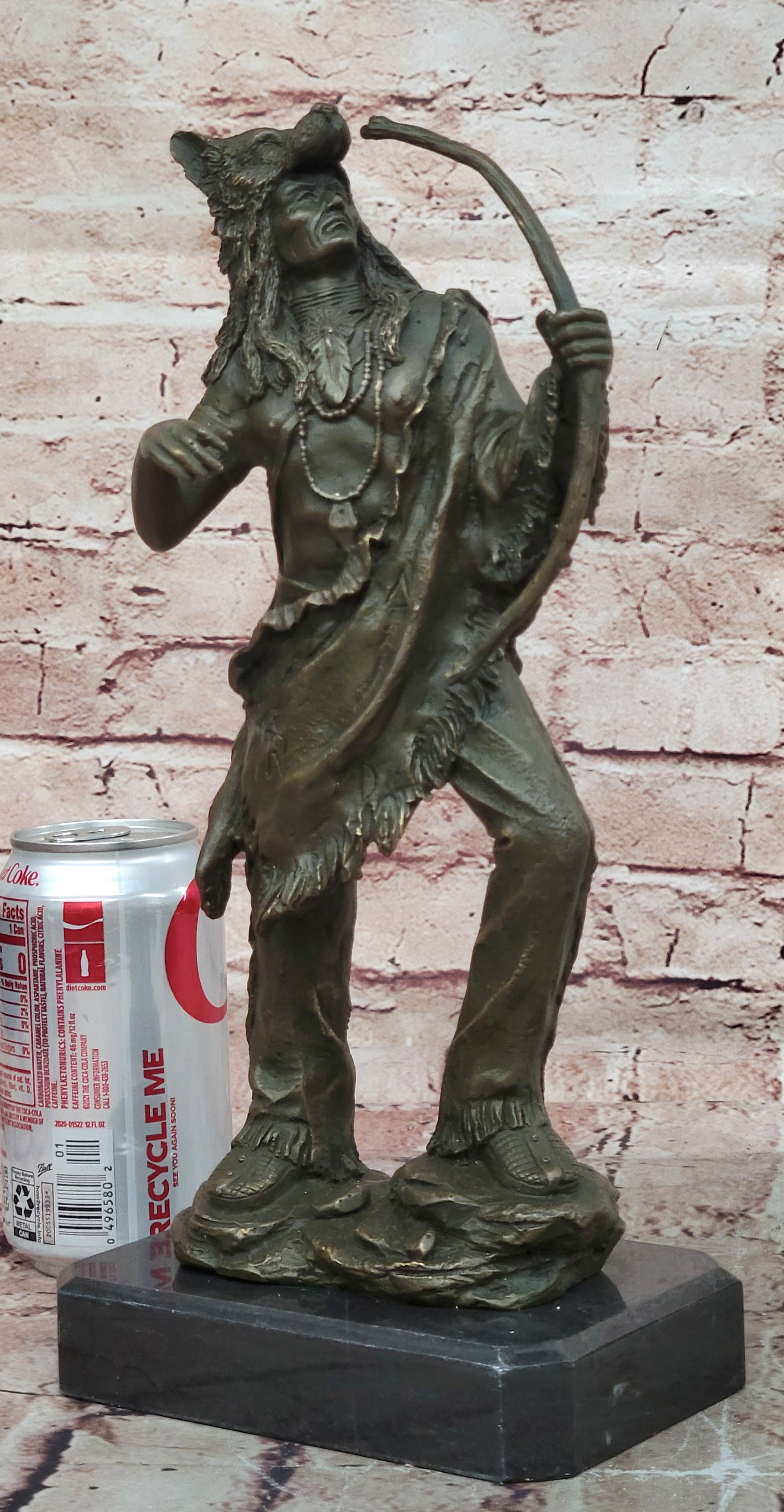 Handcrafted bronze sculpture SALE Dec Base Marble Warrior Chief Indian Cast Hot