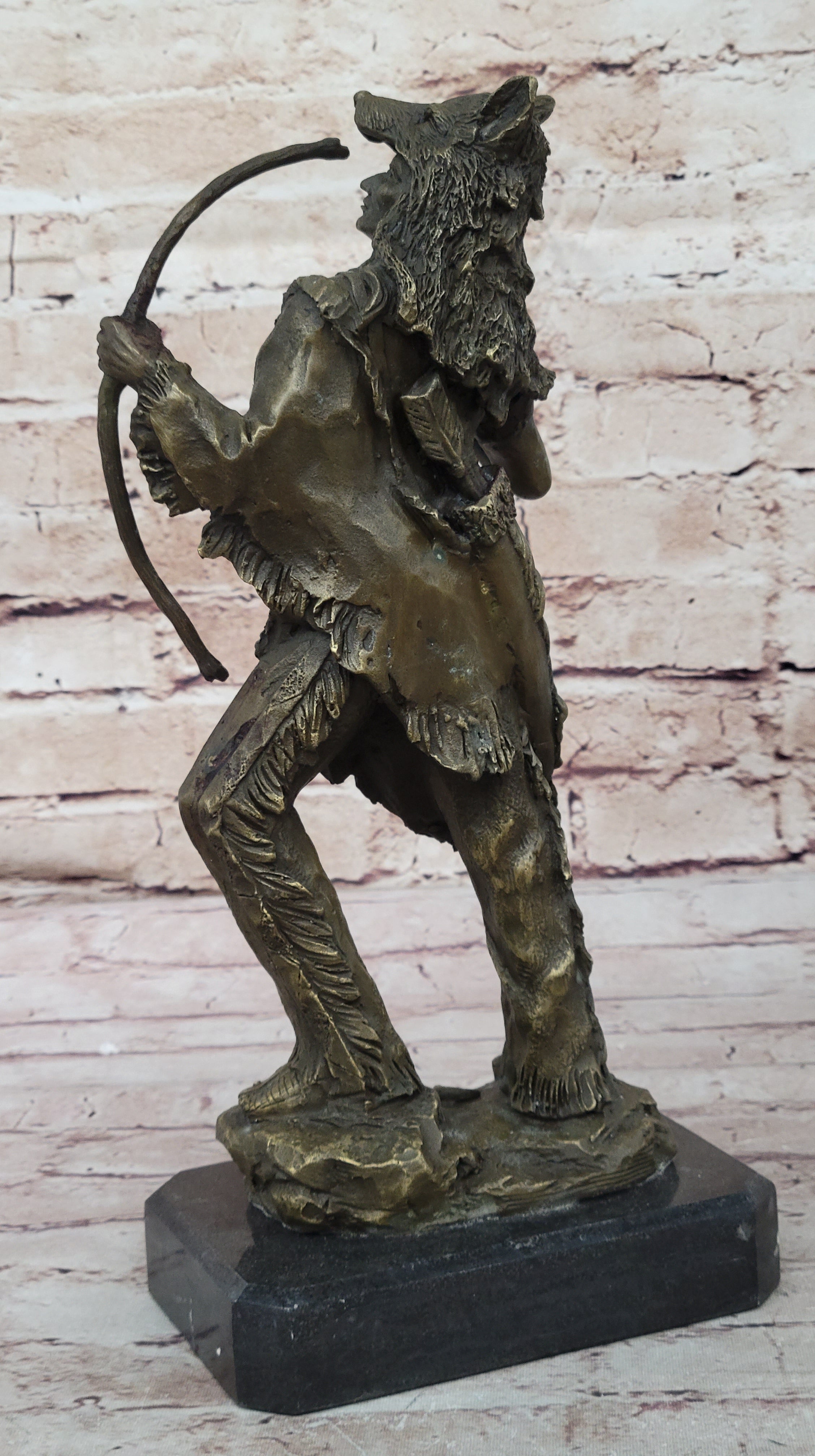 Handcrafted bronze sculpture SALE Dec Base Marble Warrior Chief Indian Cast Hot