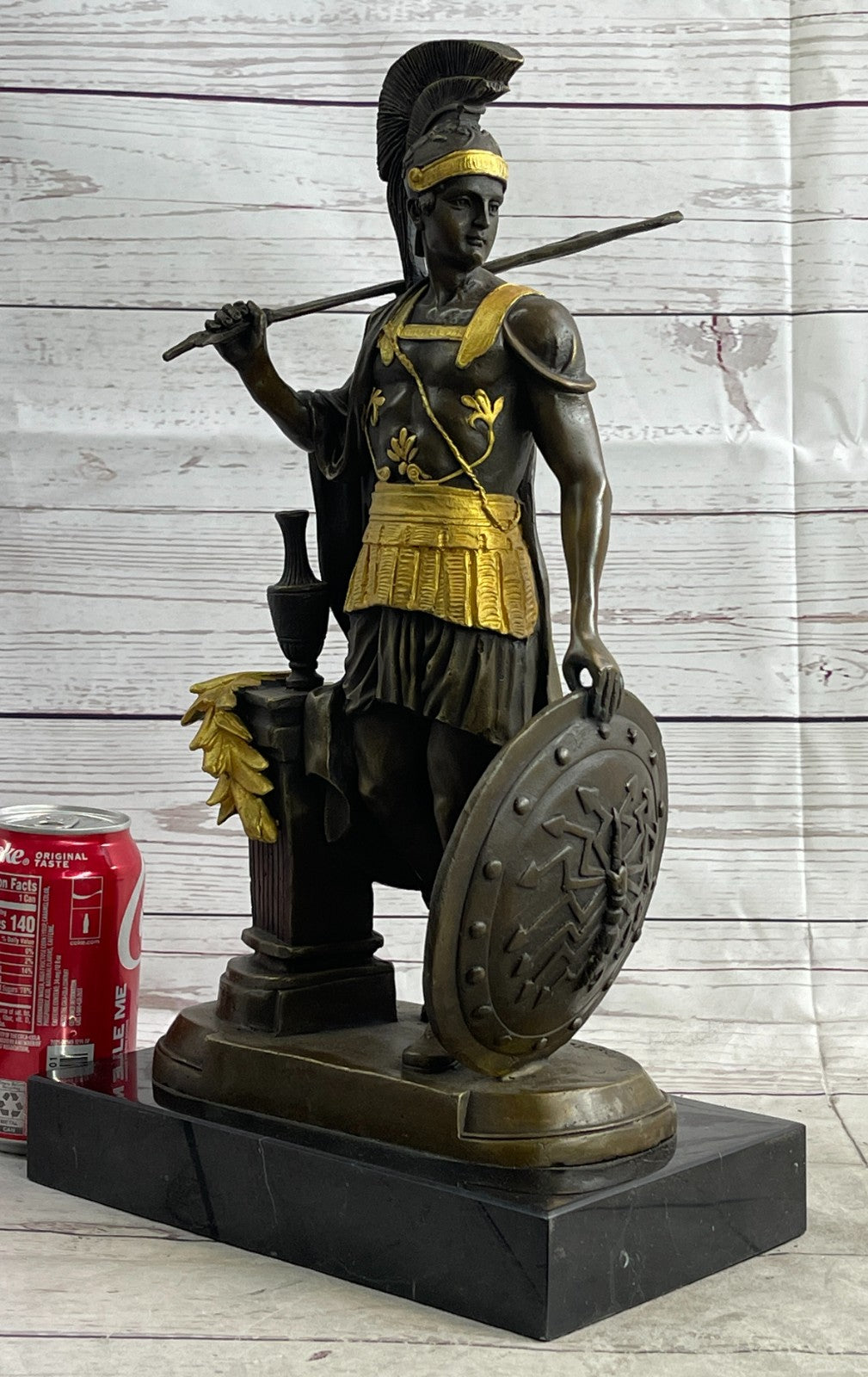 Lost Wax Method Detailed Handcrafted Roman/Greek Warrior Genuine Bronze Statue
