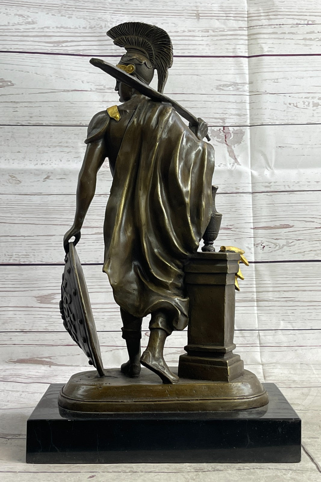 Lost Wax Method Detailed Handcrafted Roman/Greek Warrior Genuine Bronze Statue