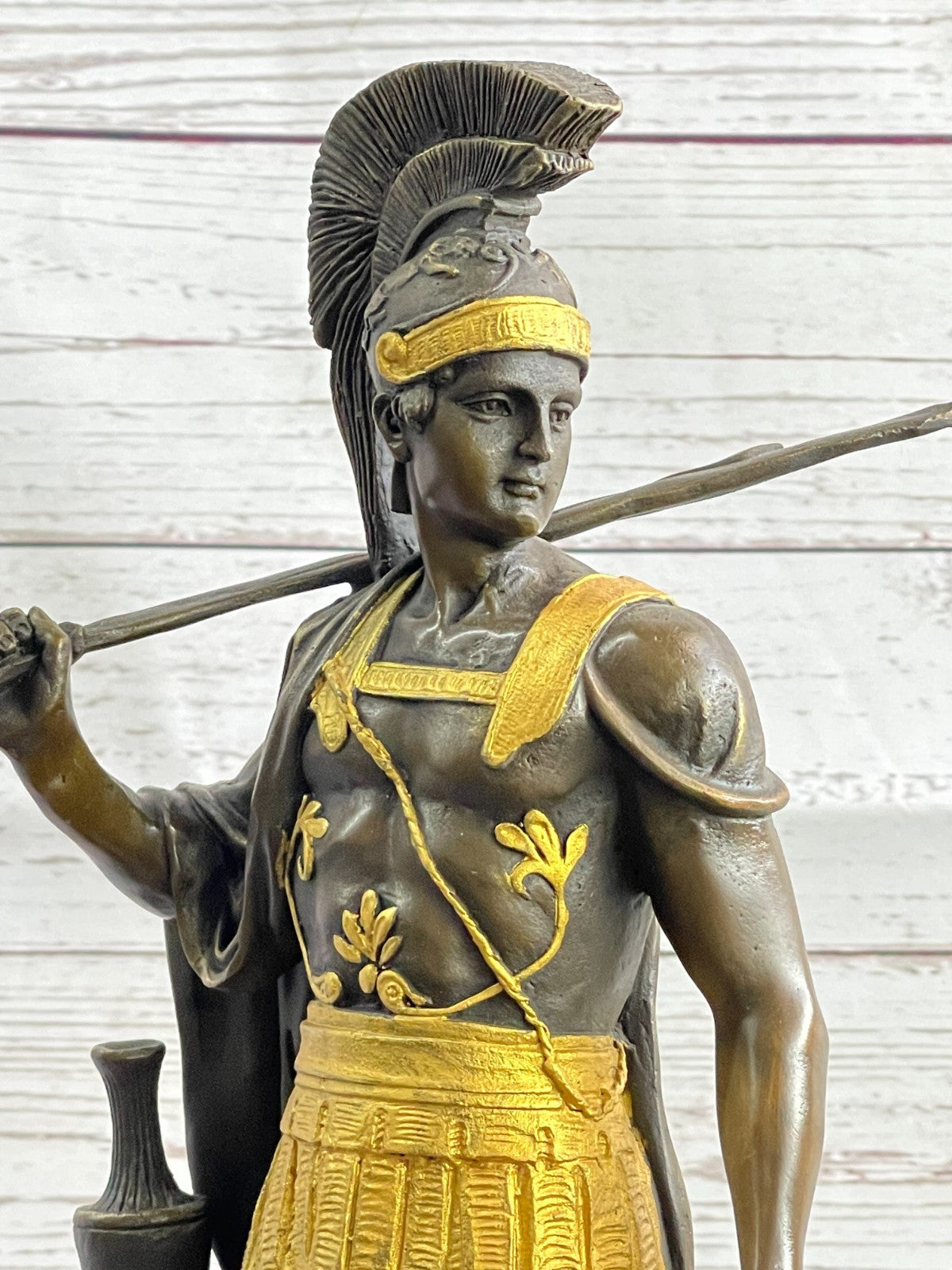 Lost Wax Method Detailed Handcrafted Roman/Greek Warrior Genuine Bronze Statue