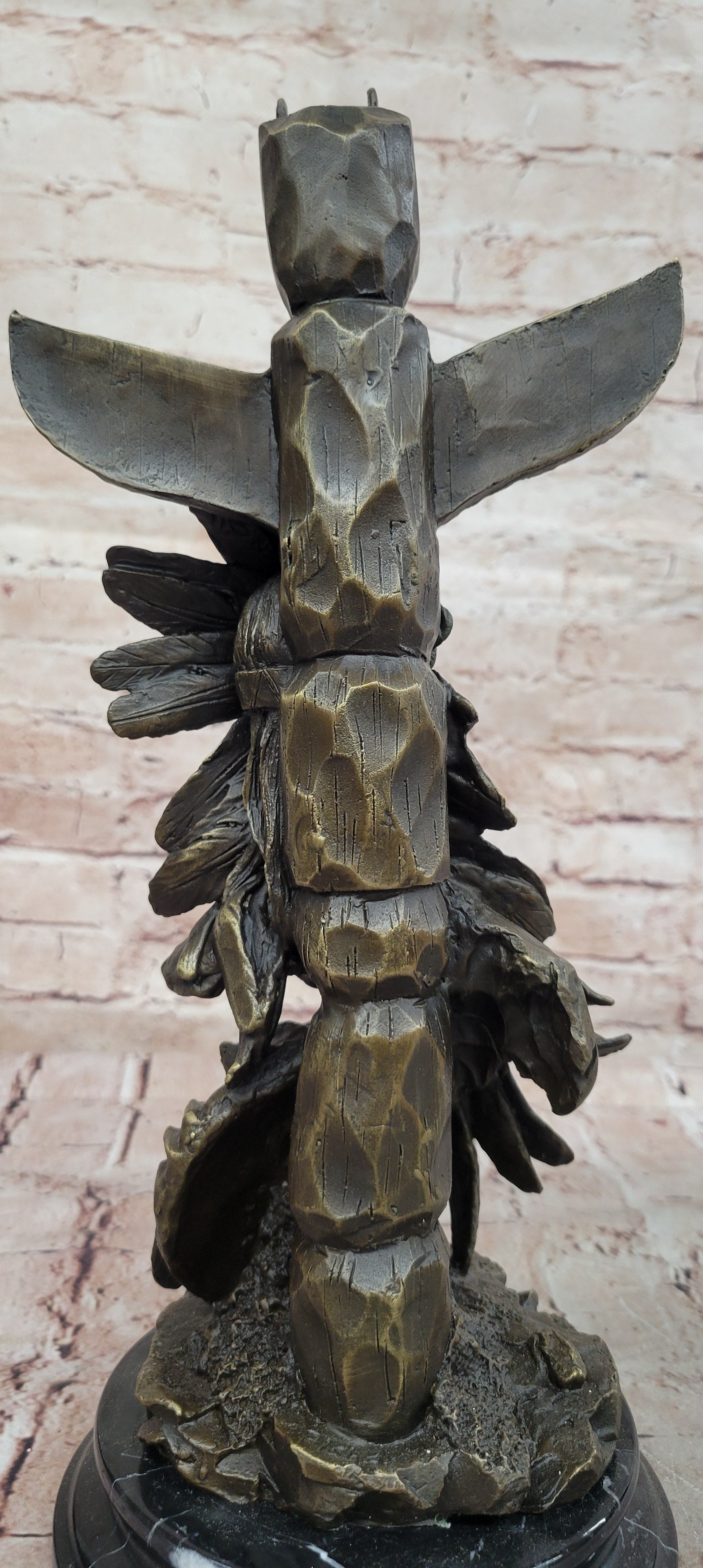 Handcrafted bronze sculpture SALE Tote With Warrior Indian Fisher Original Sign