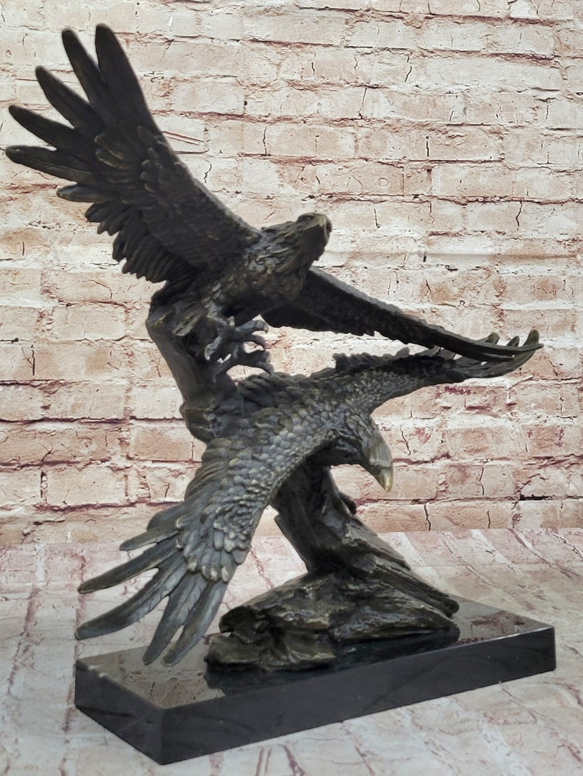 EAGLE & American Symbol Bronze Sculpture Statue Desk Mantle Display USA 19" SALE