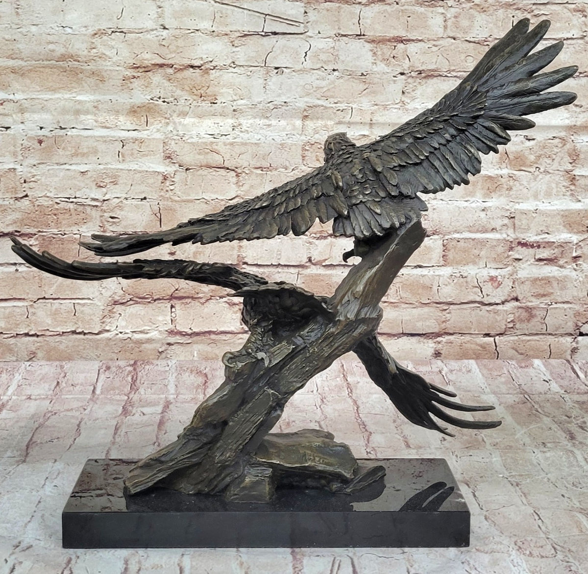 EAGLE & American Symbol Bronze Sculpture Statue Desk Mantle Display USA 19" SALE