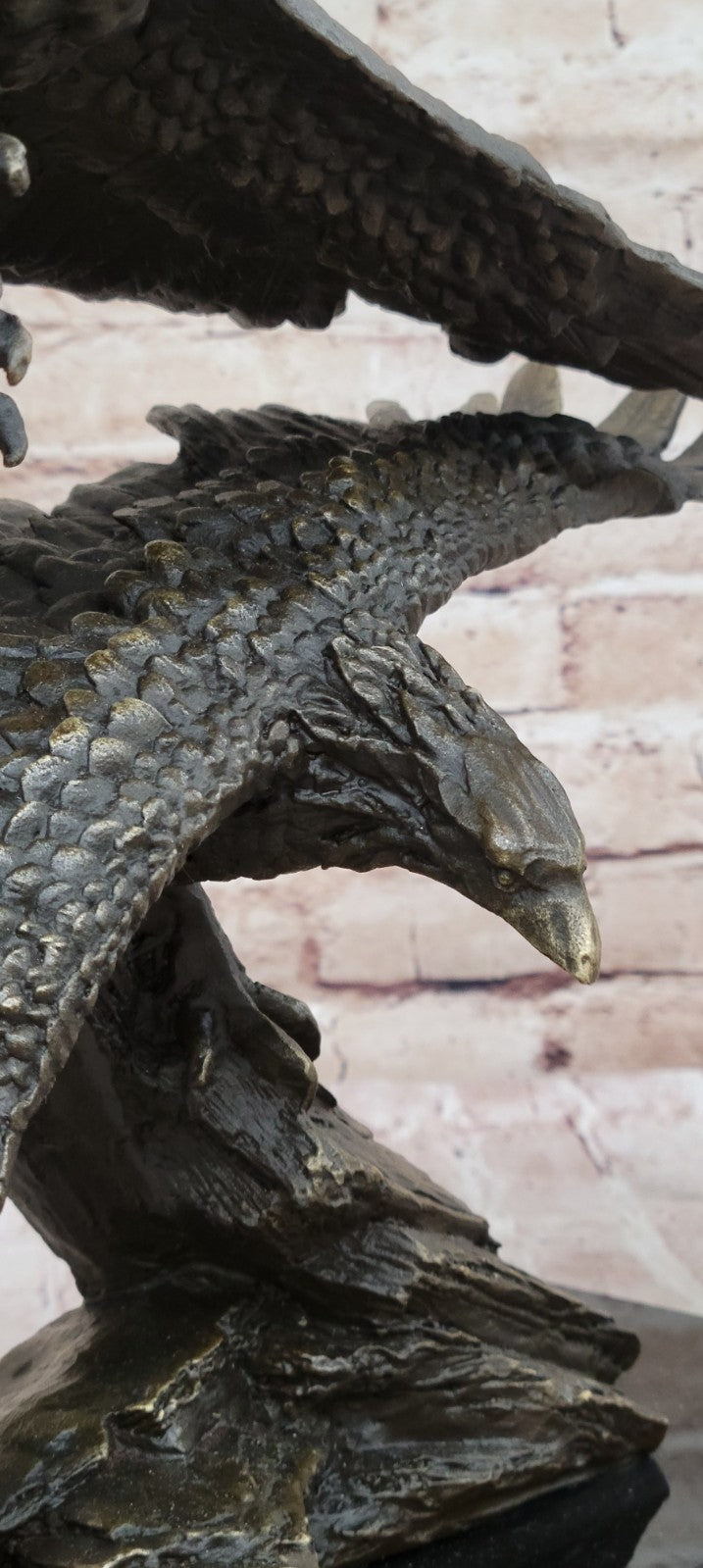 EAGLE & American Symbol Bronze Sculpture Statue Desk Mantle Display USA 19" SALE