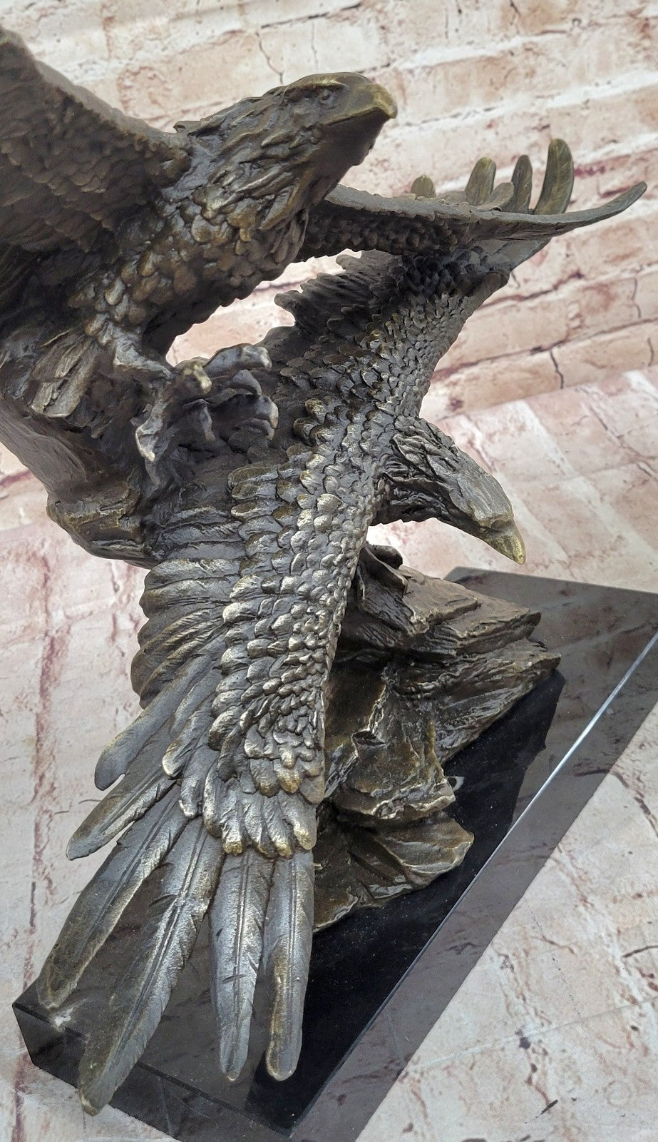 EAGLE & American Symbol Bronze Sculpture Statue Desk Mantle Display USA 19" SALE