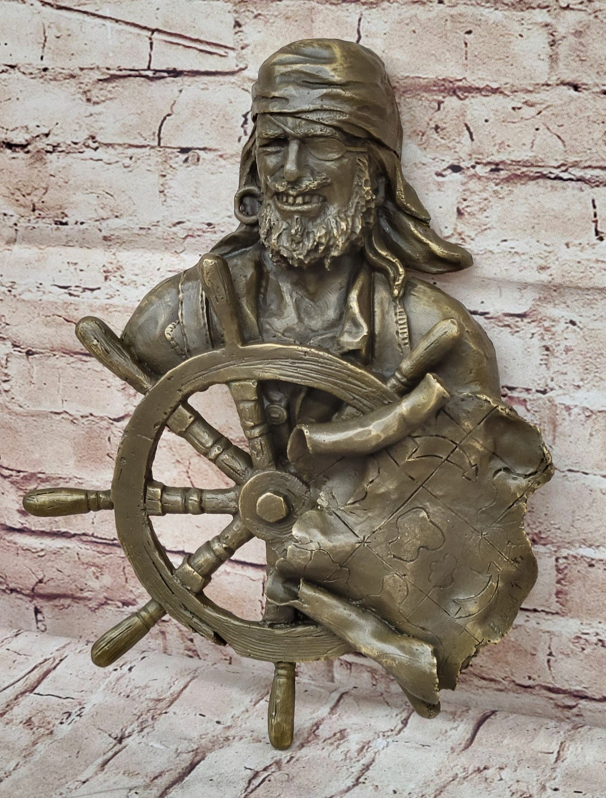 Handcrafted bronze sculpture SALE Pirate Ship Mount Wall B.Wood Original Signd