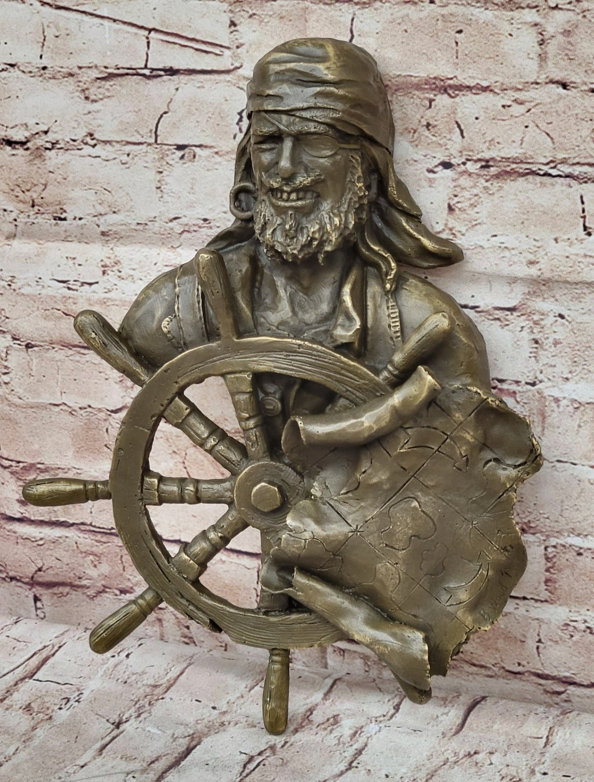 Handcrafted bronze sculpture SALE Pirate Ship Mount Wall B.Wood Original Signd