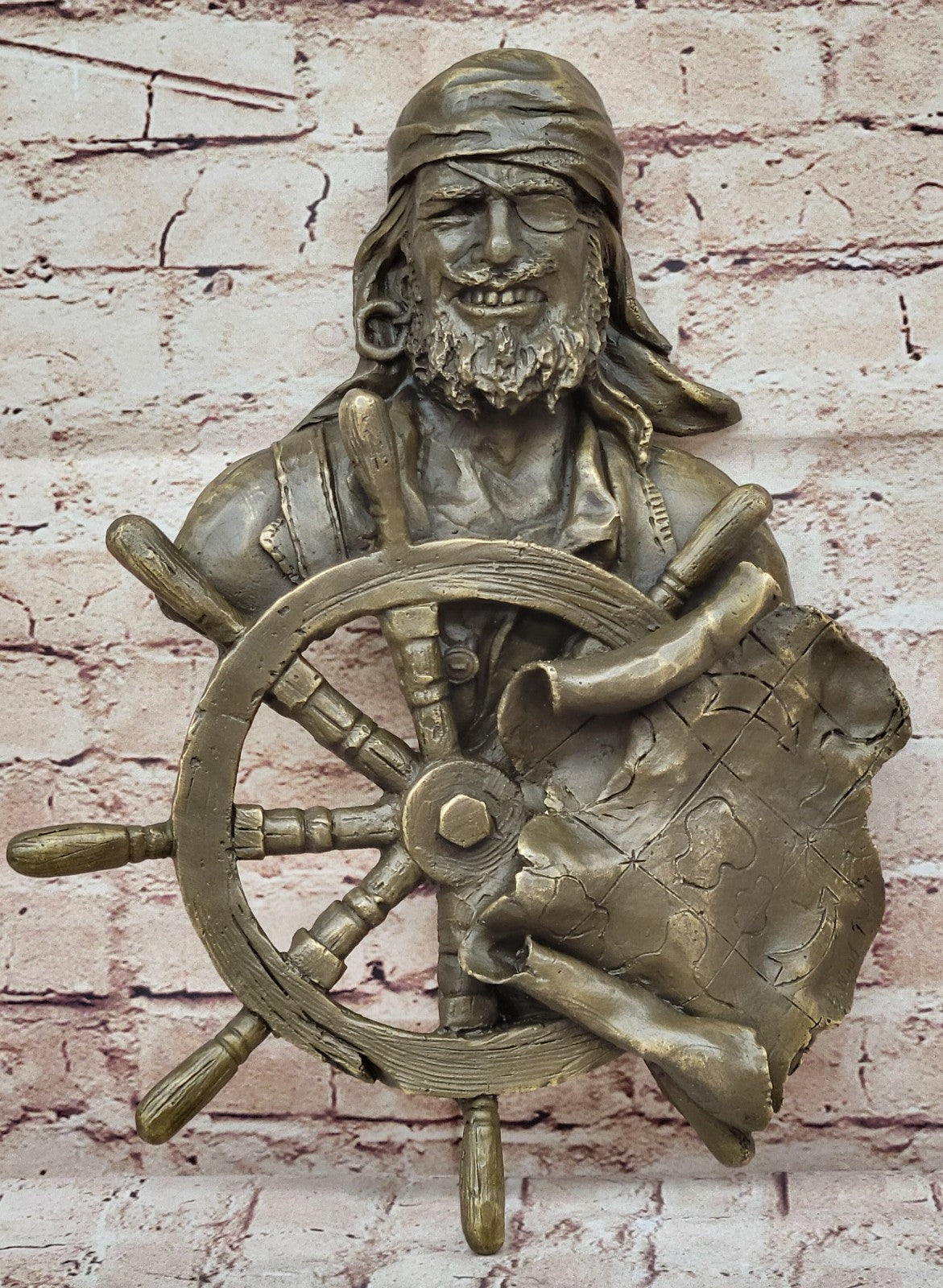 Handcrafted bronze sculpture SALE Pirate Ship Mount Wall B.Wood Original Signd