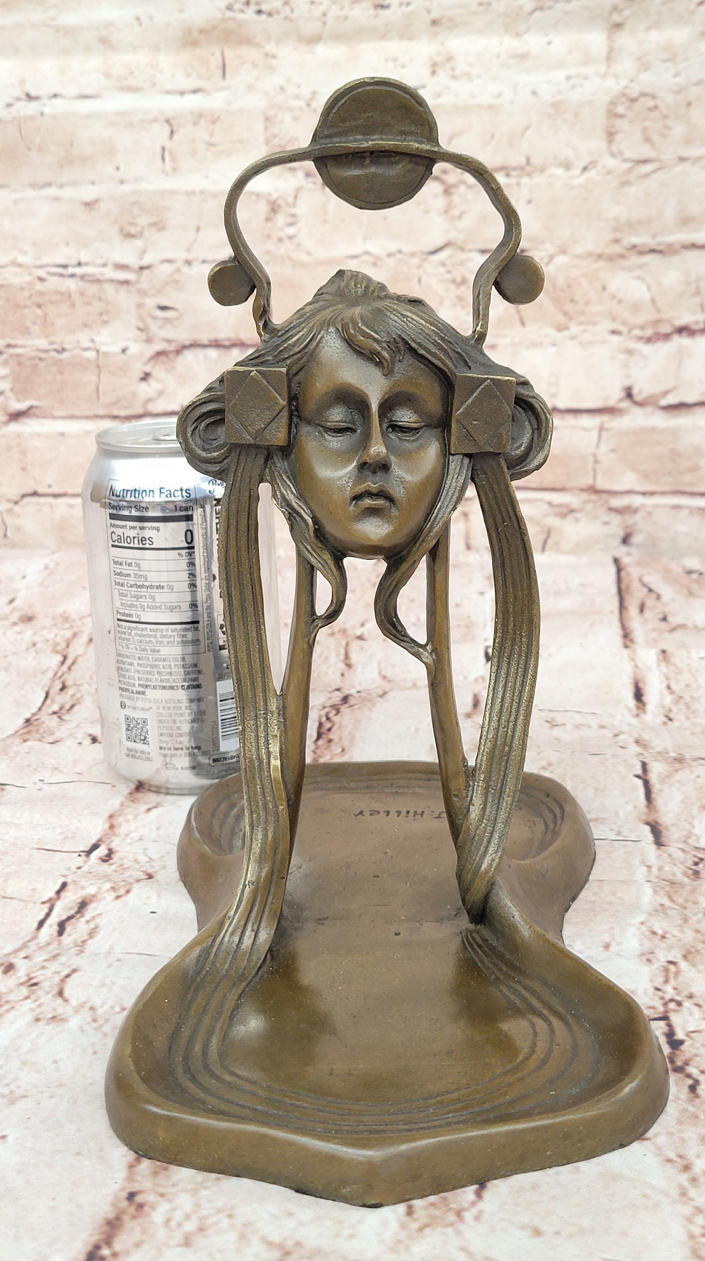 Art Nouveau Deco Jewelry Tray Soap Business Card Sensuous Sun Lady Bronze Gift