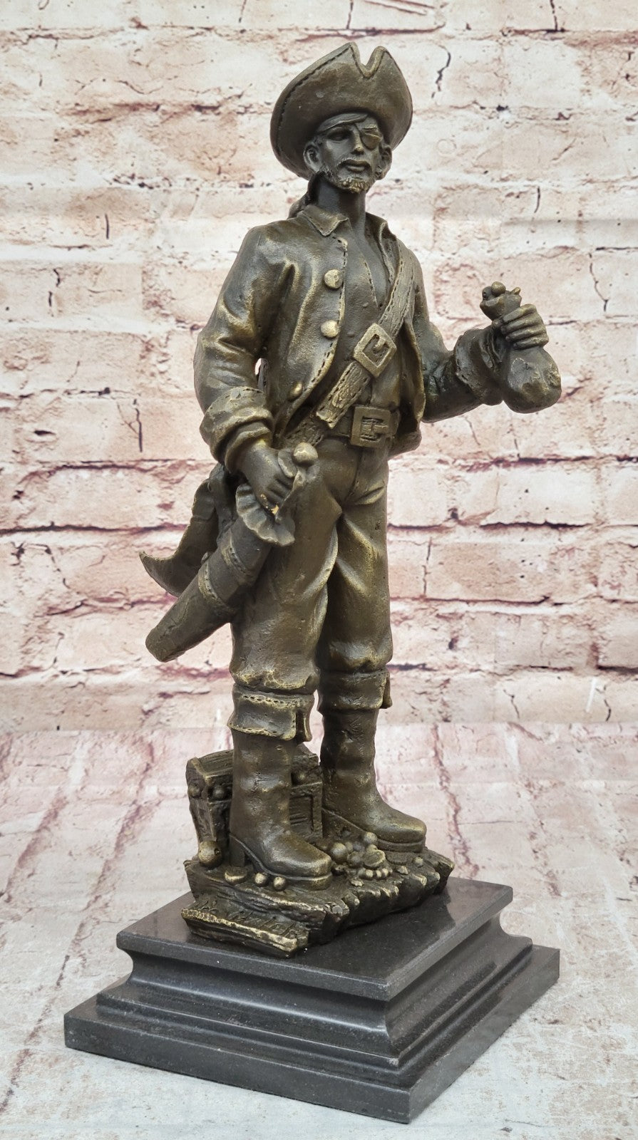 Handcrafted bronze sculpture SALE And Chest Jewelry With Pirate Original Signed