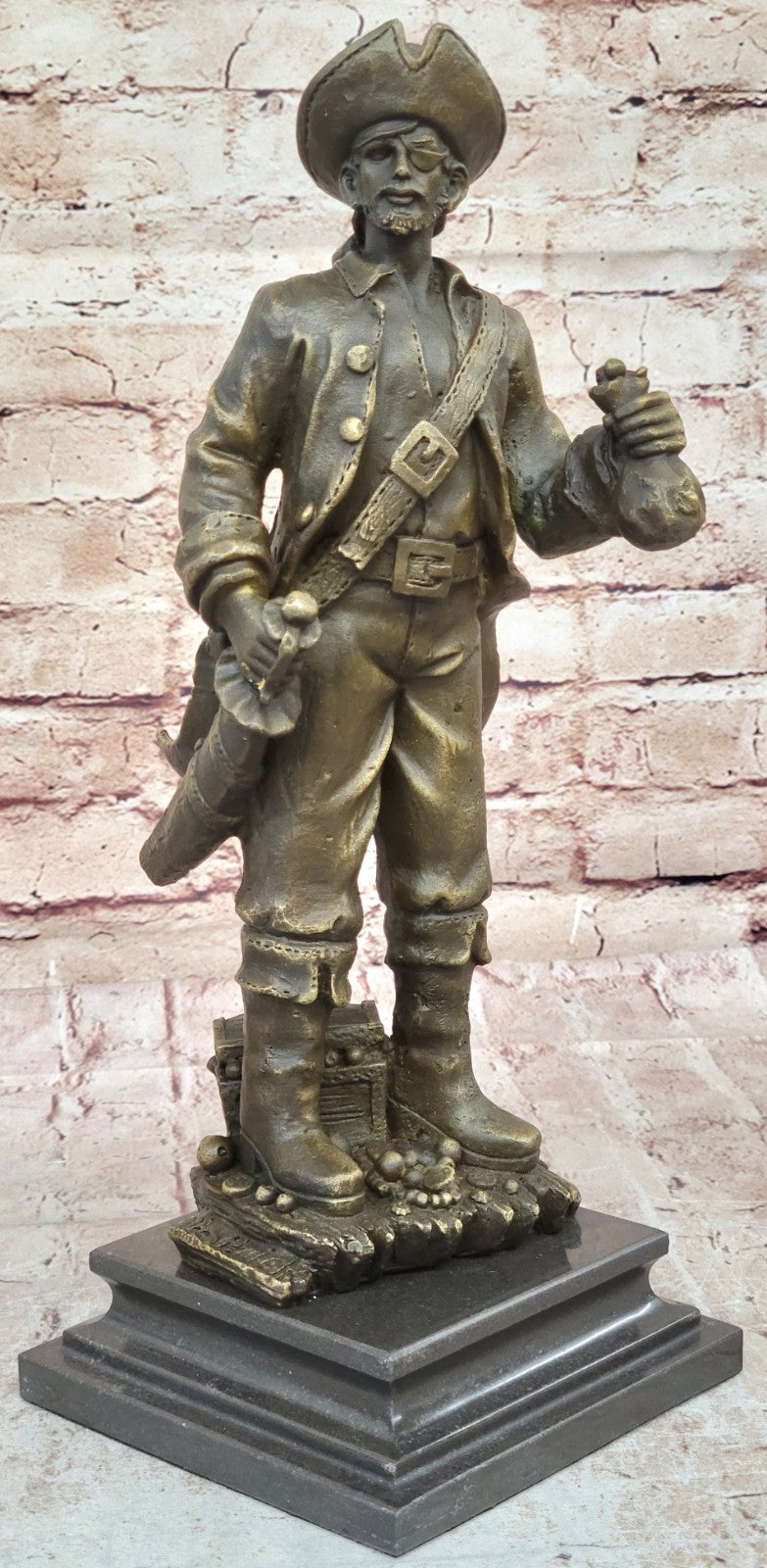 Handcrafted bronze sculpture SALE And Chest Jewelry With Pirate Original Signed