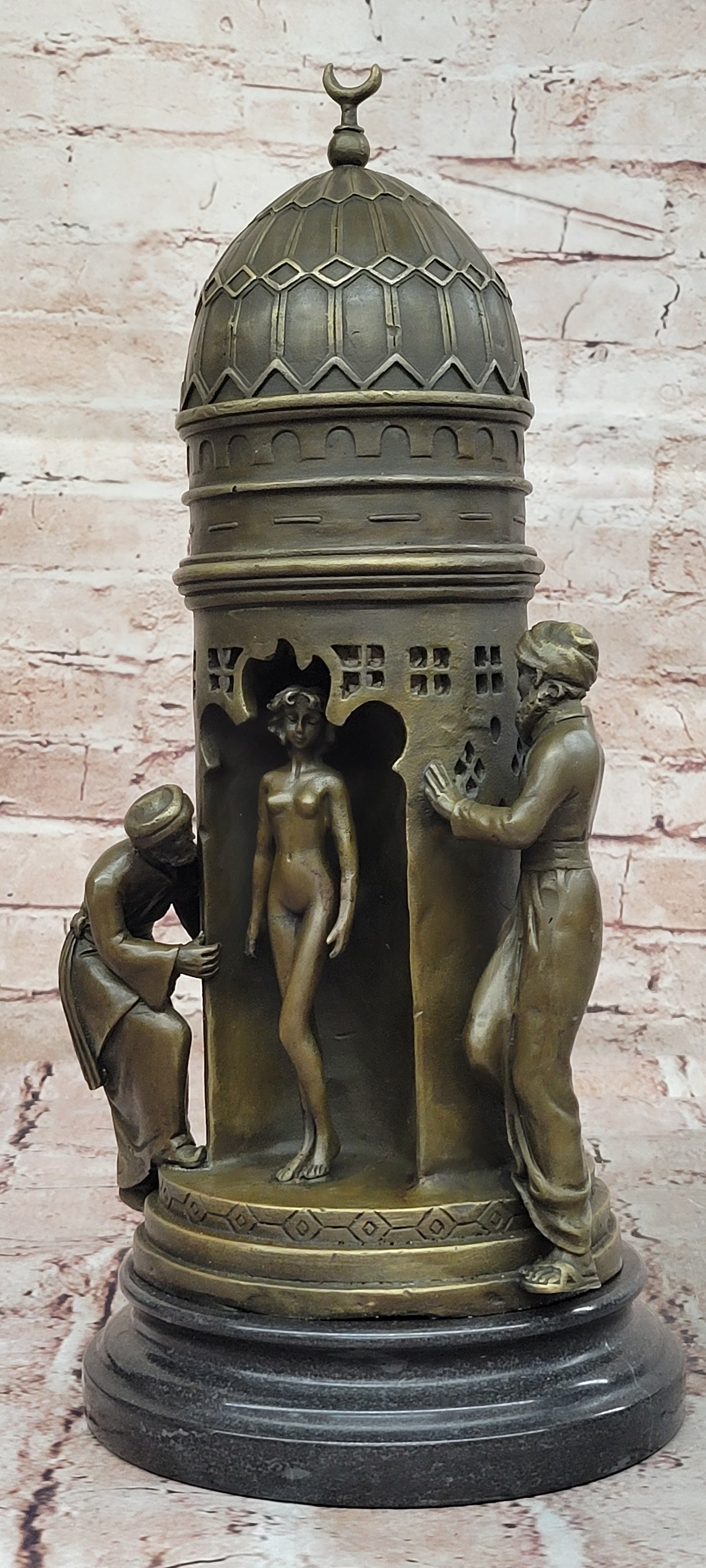 Detailed Slave Master With Nude Girl Classic Artwork By Franz Bergman Bronze Art
