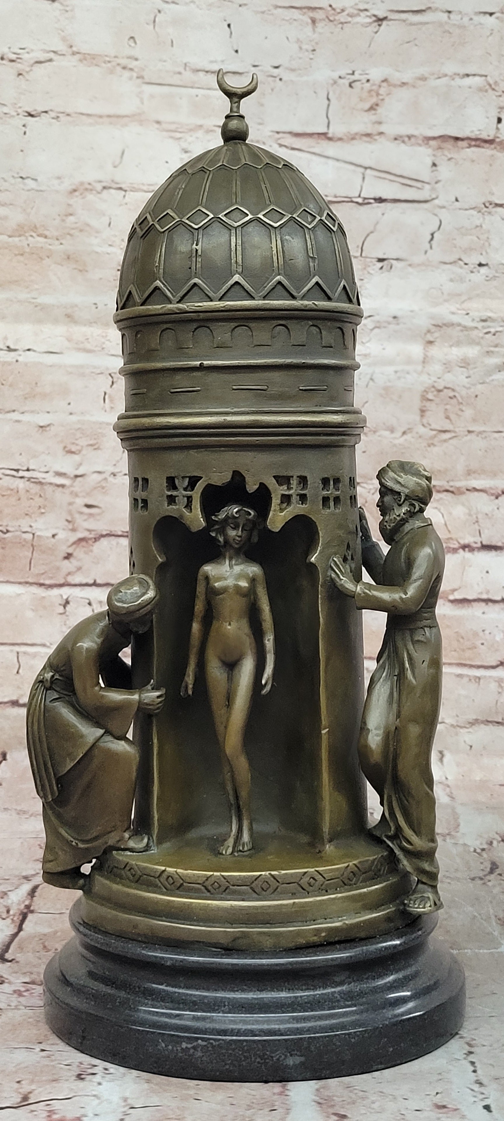Detailed Slave Master With Nude Girl Classic Artwork By Franz Bergman Bronze Art