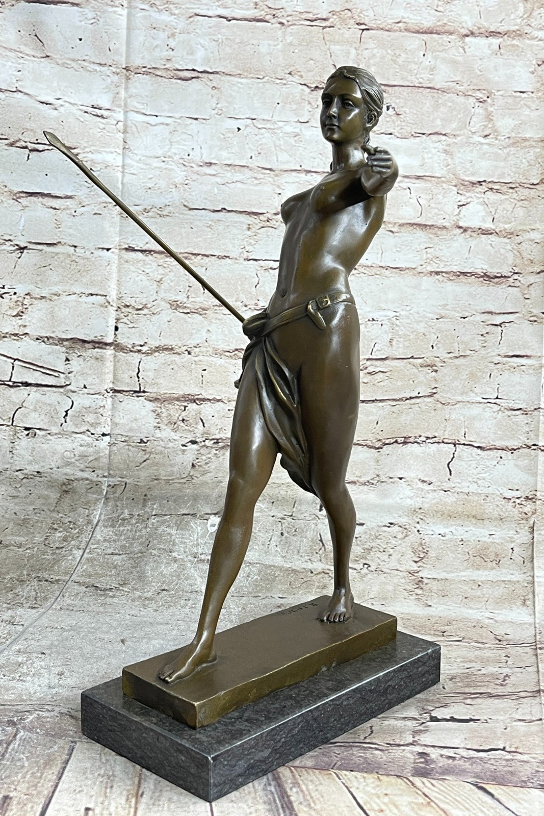 Leger Diana Huntress Bronze Sculpture – Art Deco Nude Female Figure Spear 1920s Style SALE