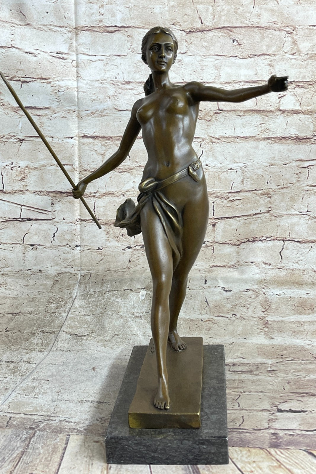 Leger Diana Huntress Bronze Sculpture – Art Deco Nude Female Figure Spear 1920s Style SALE