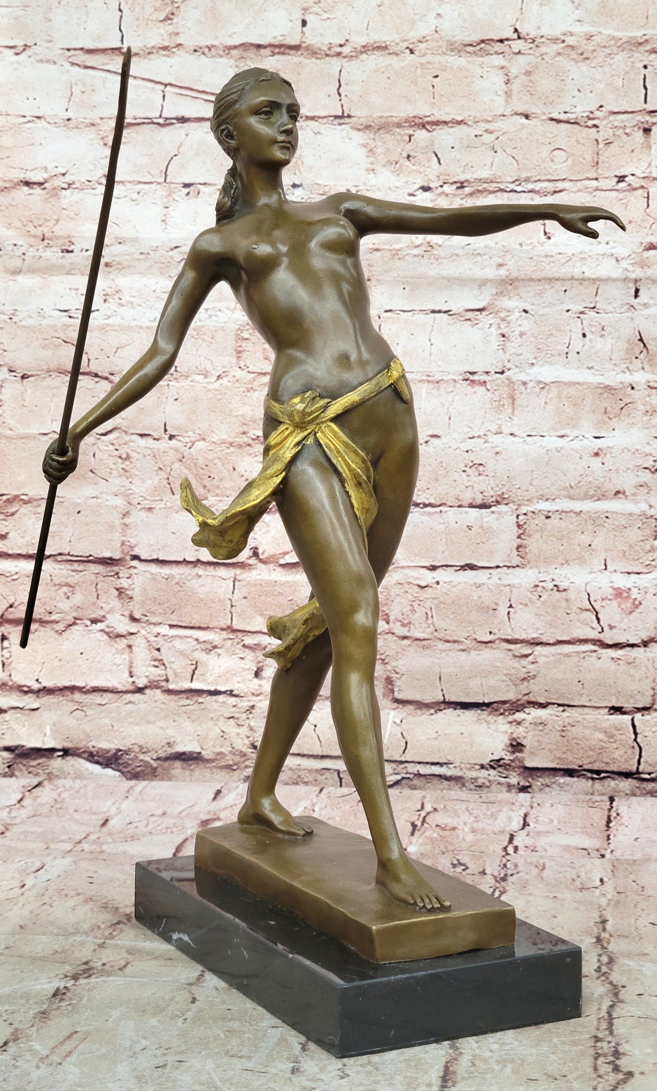 Bronze Statue of Diana Huntress Nude Woman Mythical Figurine Home Office Decor