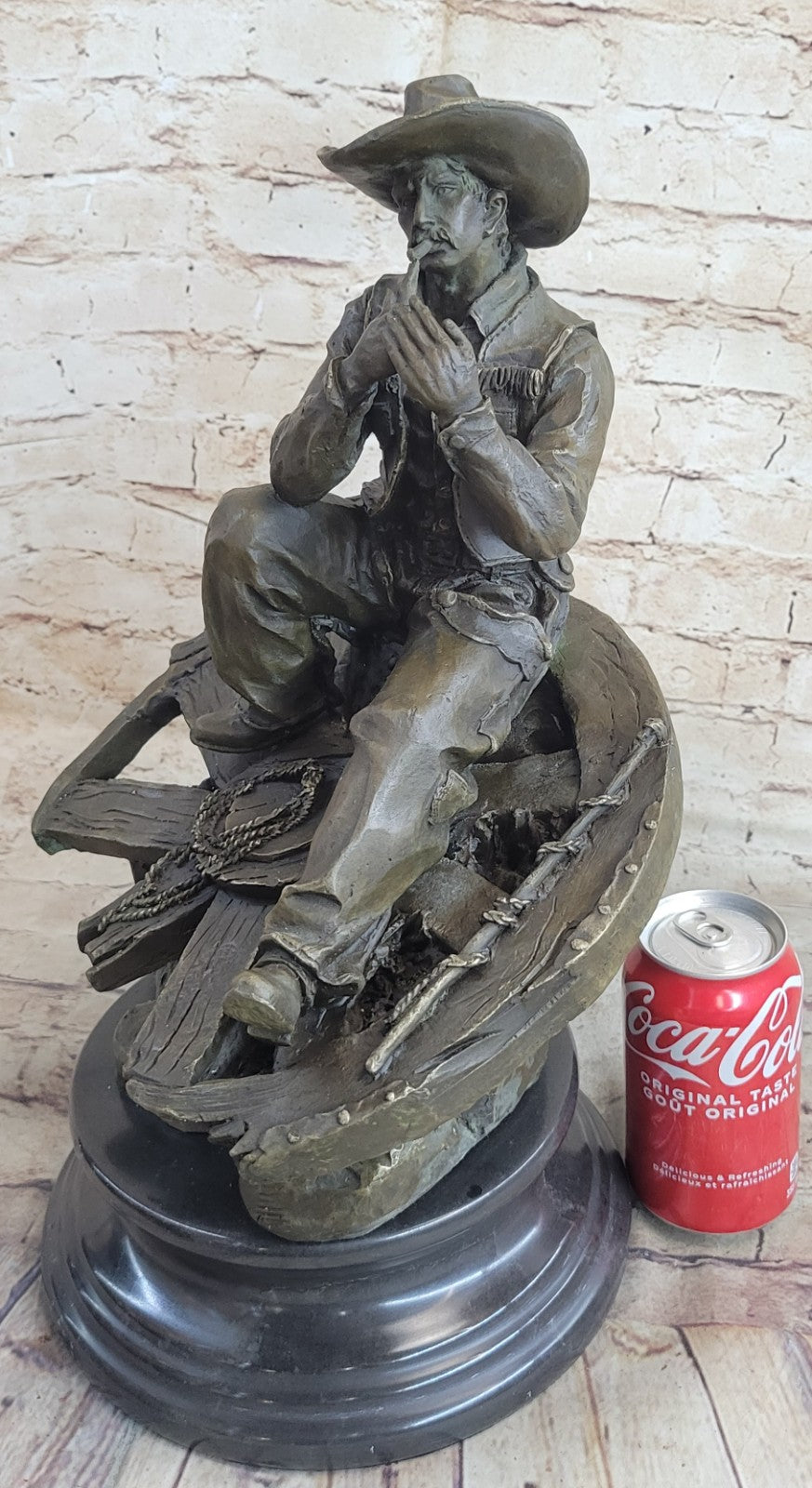Handcrafted bronze sculpture SALE Western Cowboy Lonely Original Large Decor