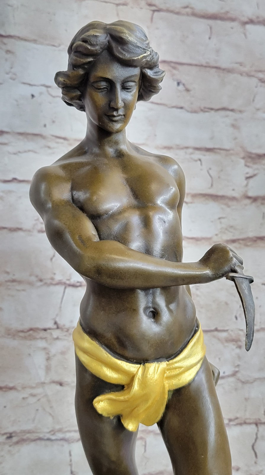 Lost Wax Method Winner Paris Exposition 1900 Nude Boy and Lion Bronze Sculpture Decor
