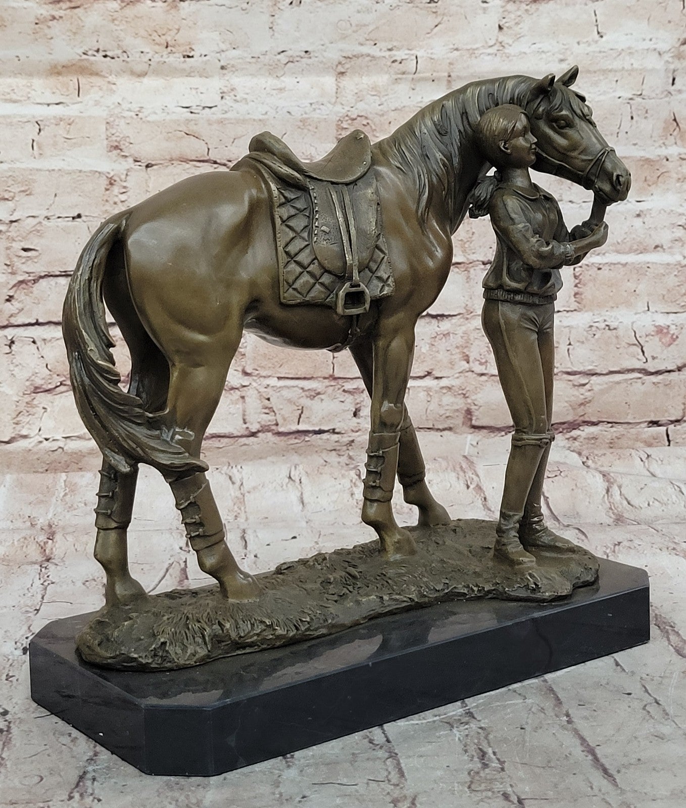Original Fisher Signed LE GRAND JOCKEY BRONZE SCULPTURE Race Horse Rider