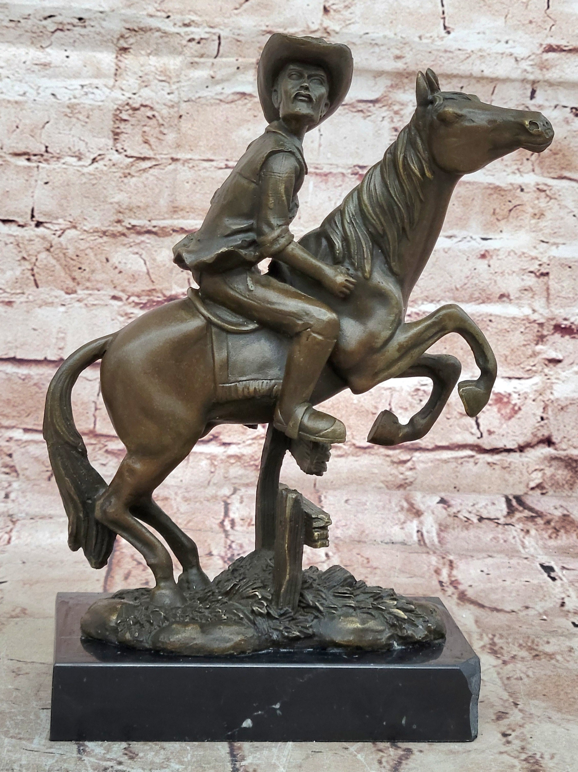 Handcrafted bronze sculpture SALE West Old Art Western Cowboy Cast Hot Signed