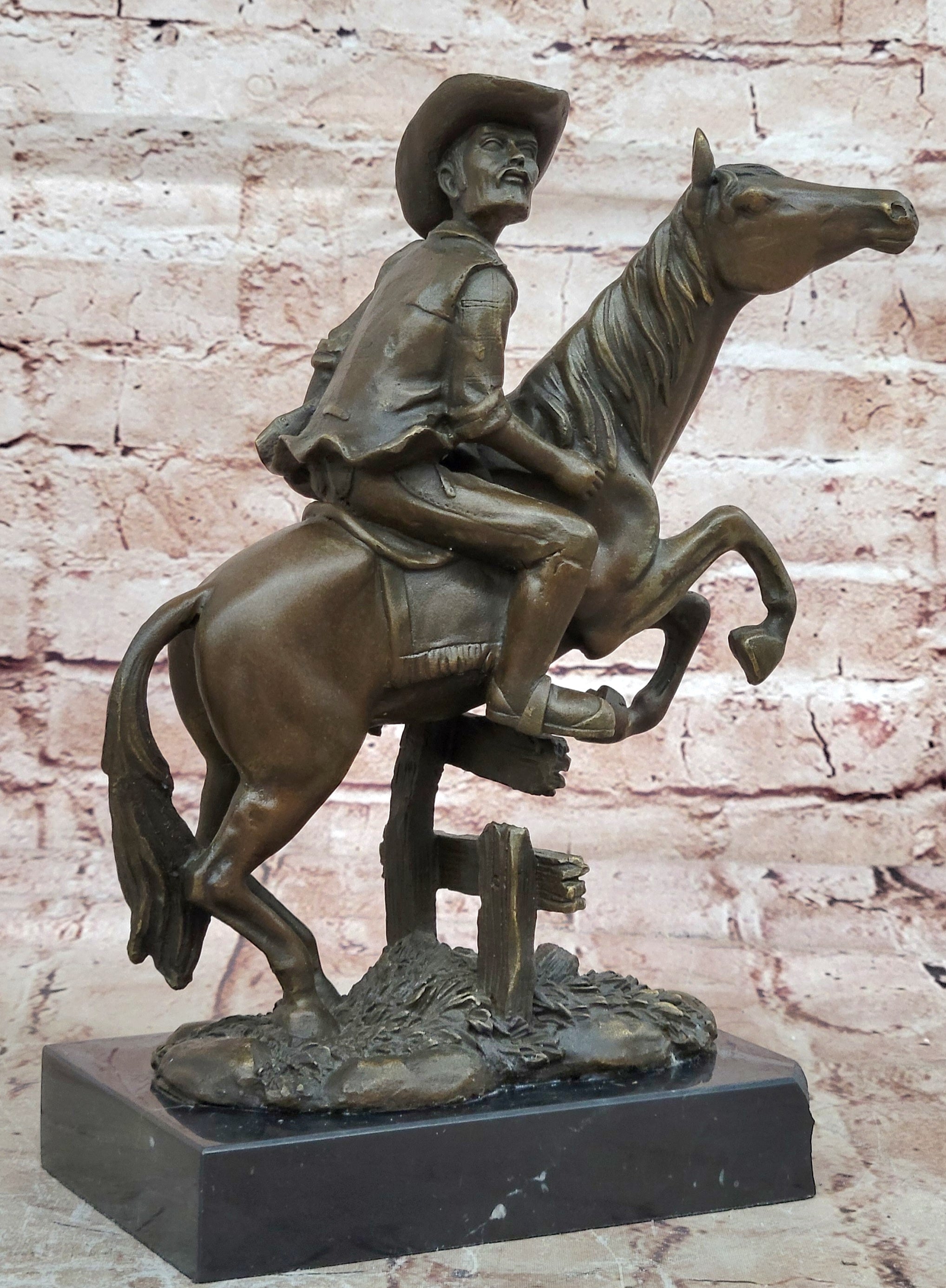 Handcrafted bronze sculpture SALE West Old Art Western Cowboy Cast Hot Signed