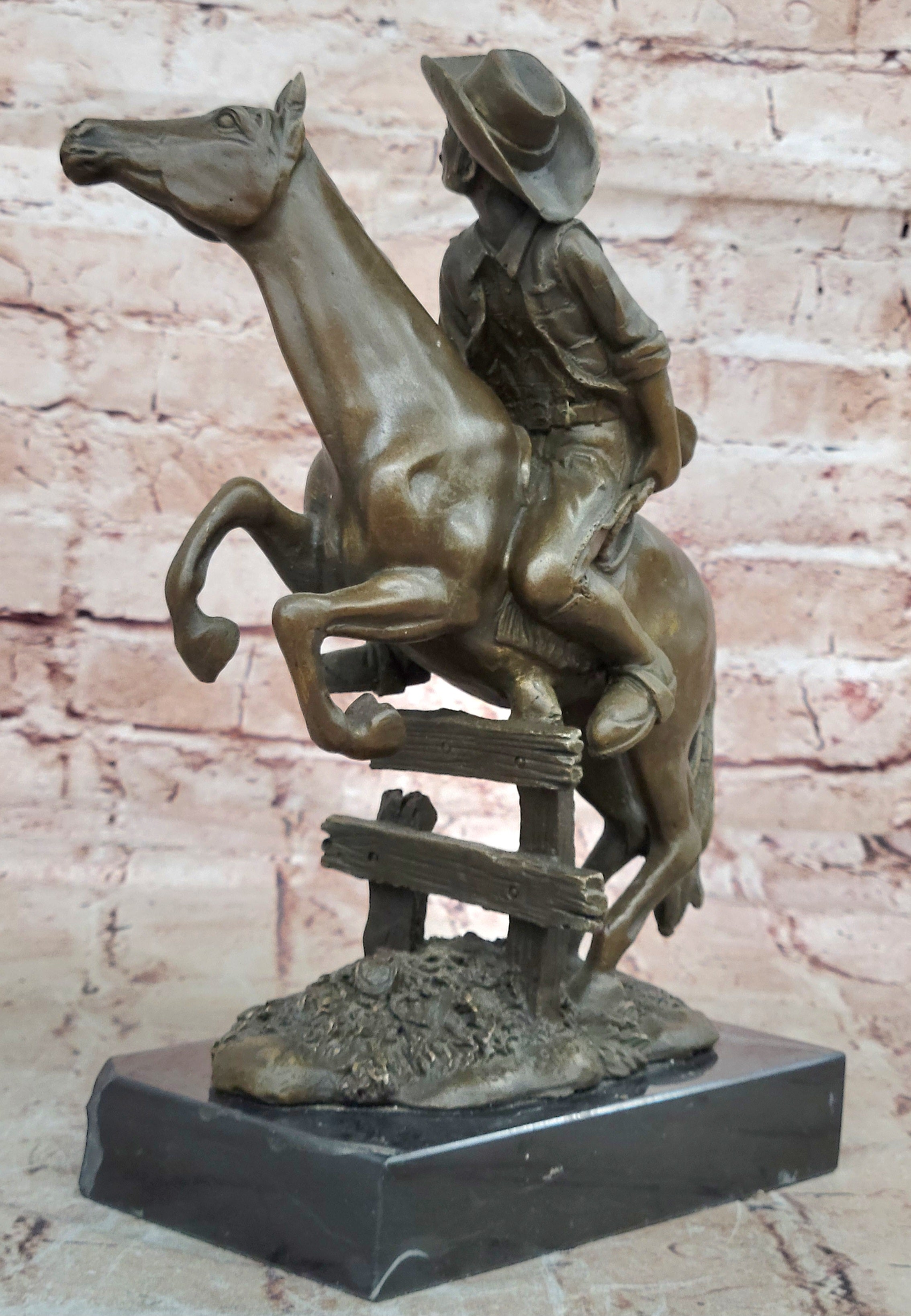 Handcrafted bronze sculpture SALE West Old Art Western Cowboy Cast Hot Signed