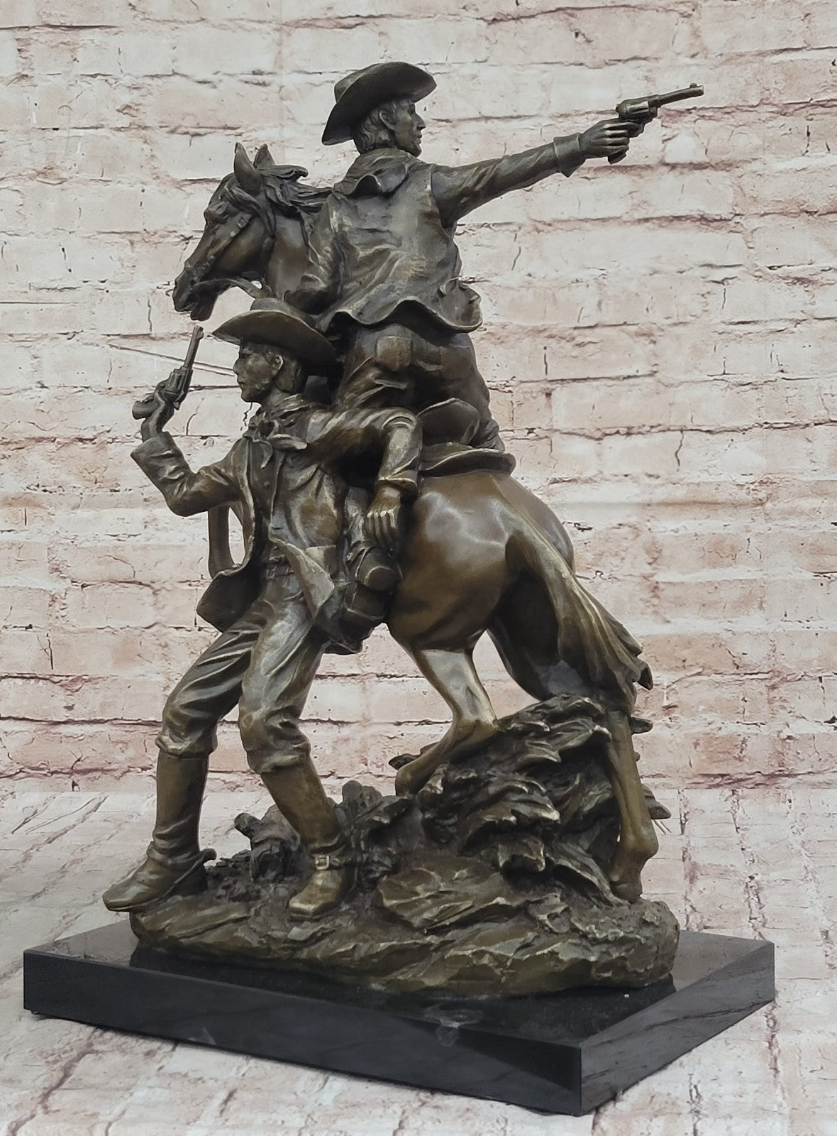 Two Cowboys Bronze Sculpture Signed By Frederick Remington Gorgeous!