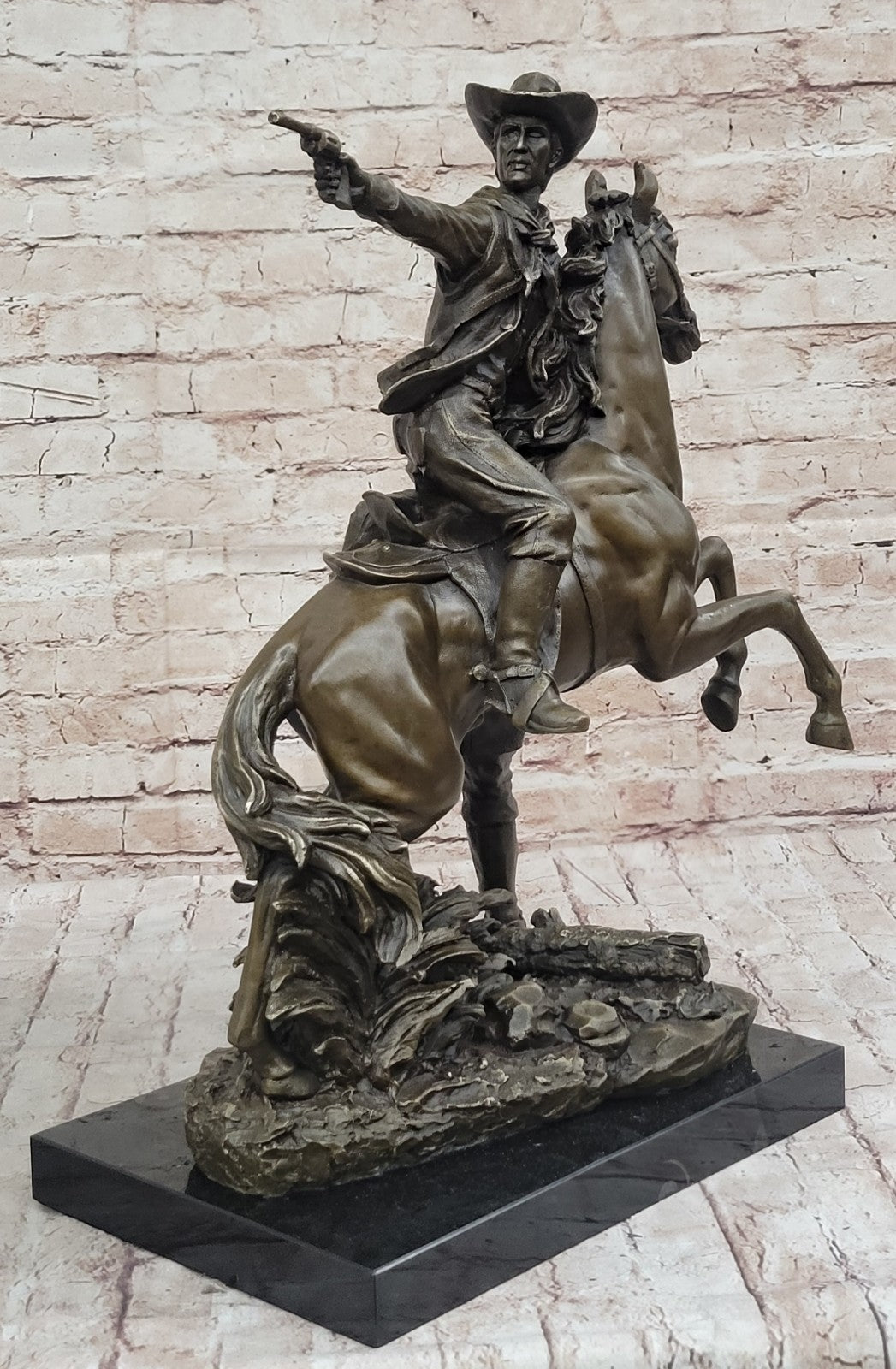 Two Cowboys Bronze Sculpture Signed By Frederick Remington Gorgeous!