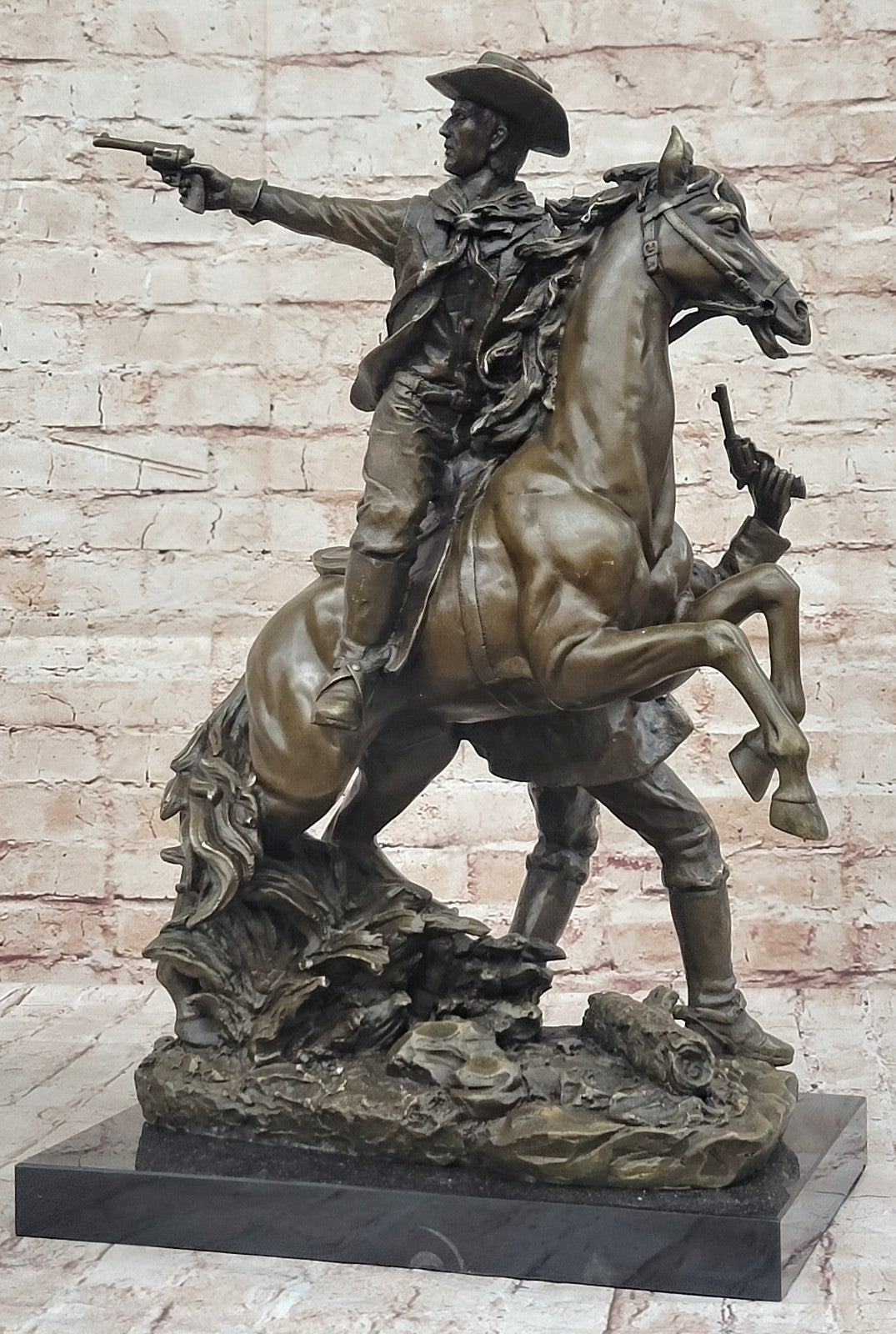 Two Cowboys Bronze Sculpture Signed By Frederick Remington Gorgeous!