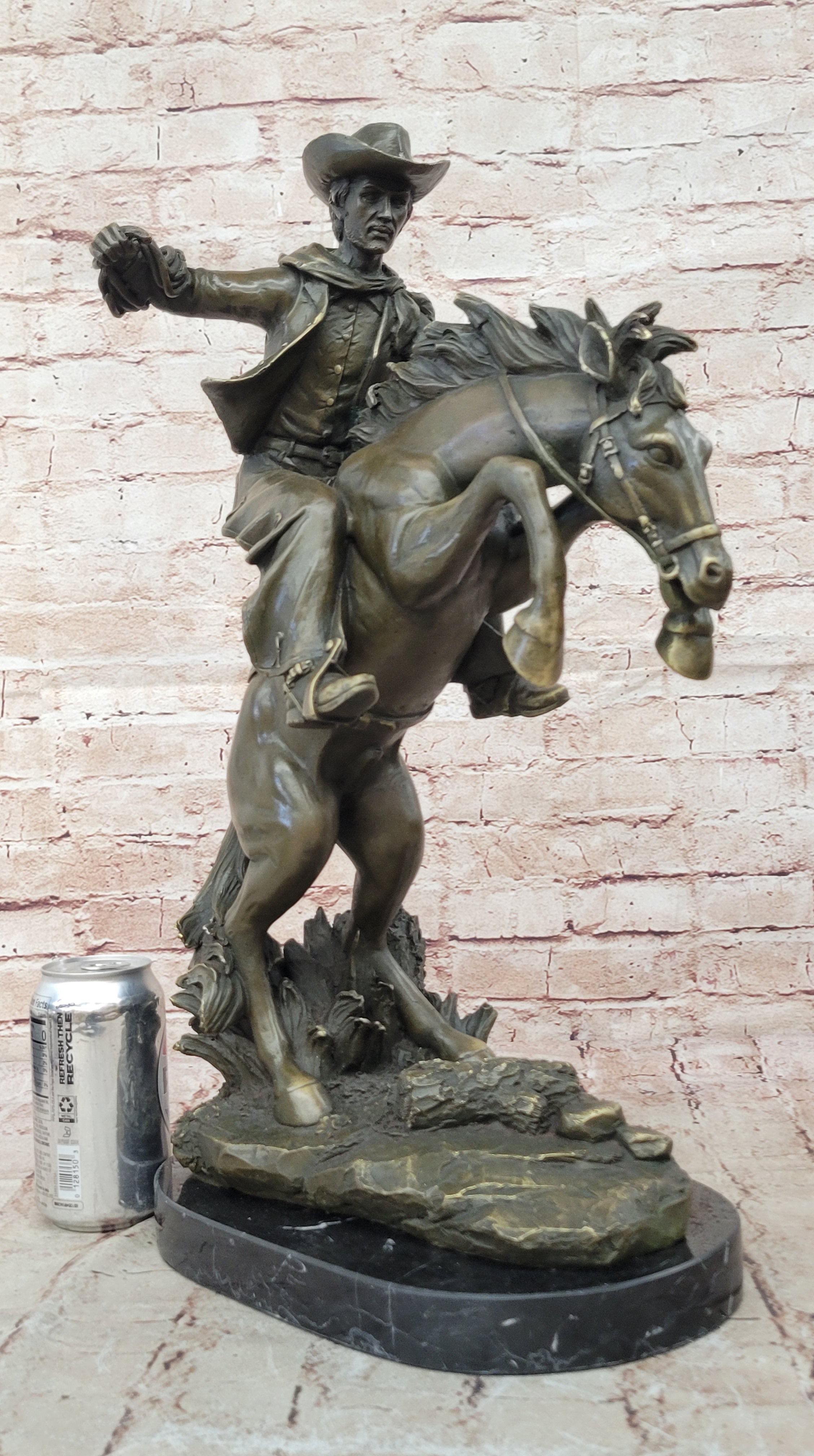 Vintage Classic Frederic Remington "BRONCO BUSTER" 18" BRONZE SCULPTURE Figurine