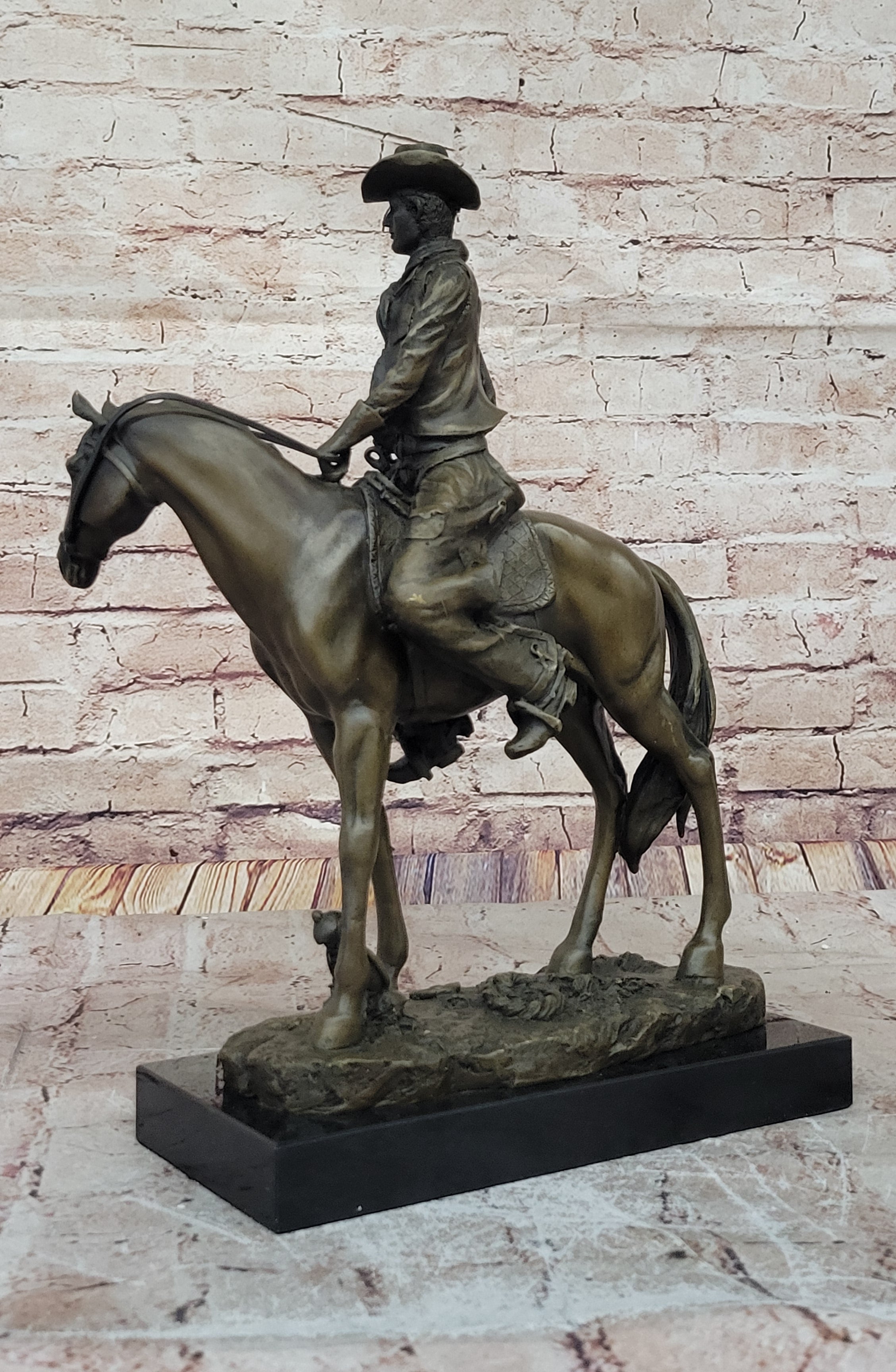 The Cowboy," Hot Cast, American Classic, Bronze On Marble Base Sculpture Figur