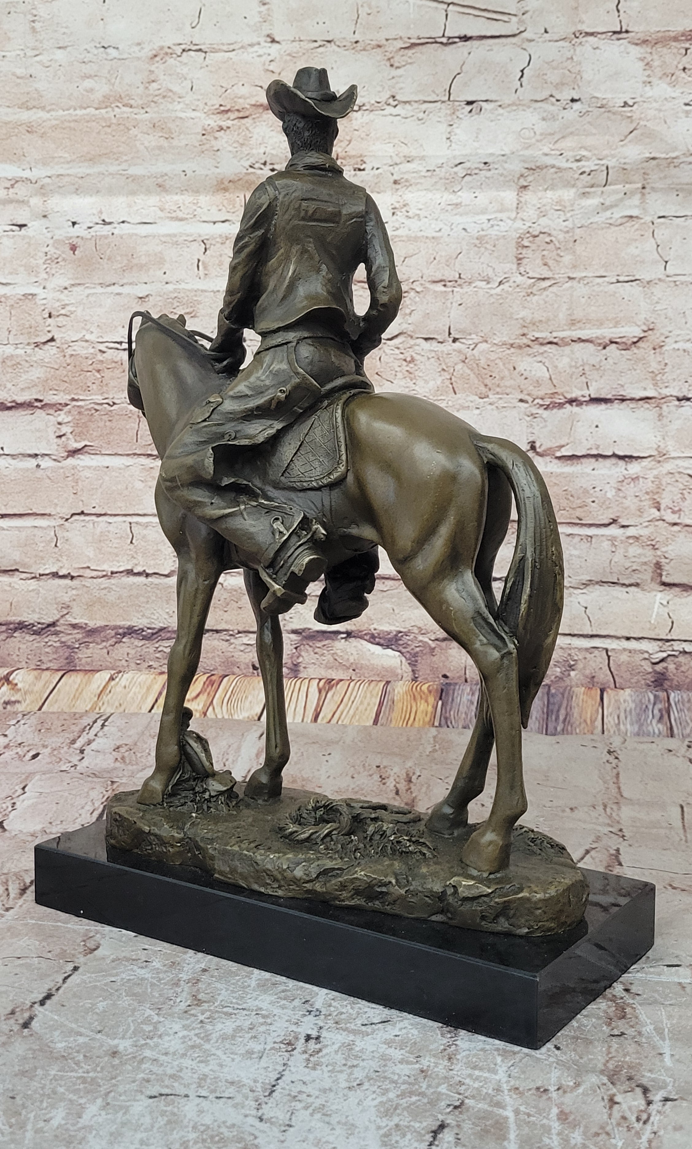 The Cowboy," Hot Cast, American Classic, Bronze On Marble Base Sculpture Figur