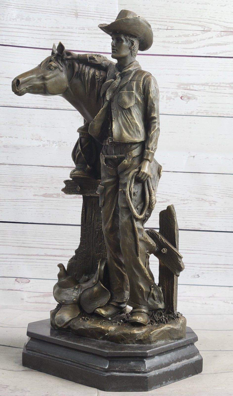 Handcrafted bronze sculpture SALE Art Western Horse Cowboy Original Signed