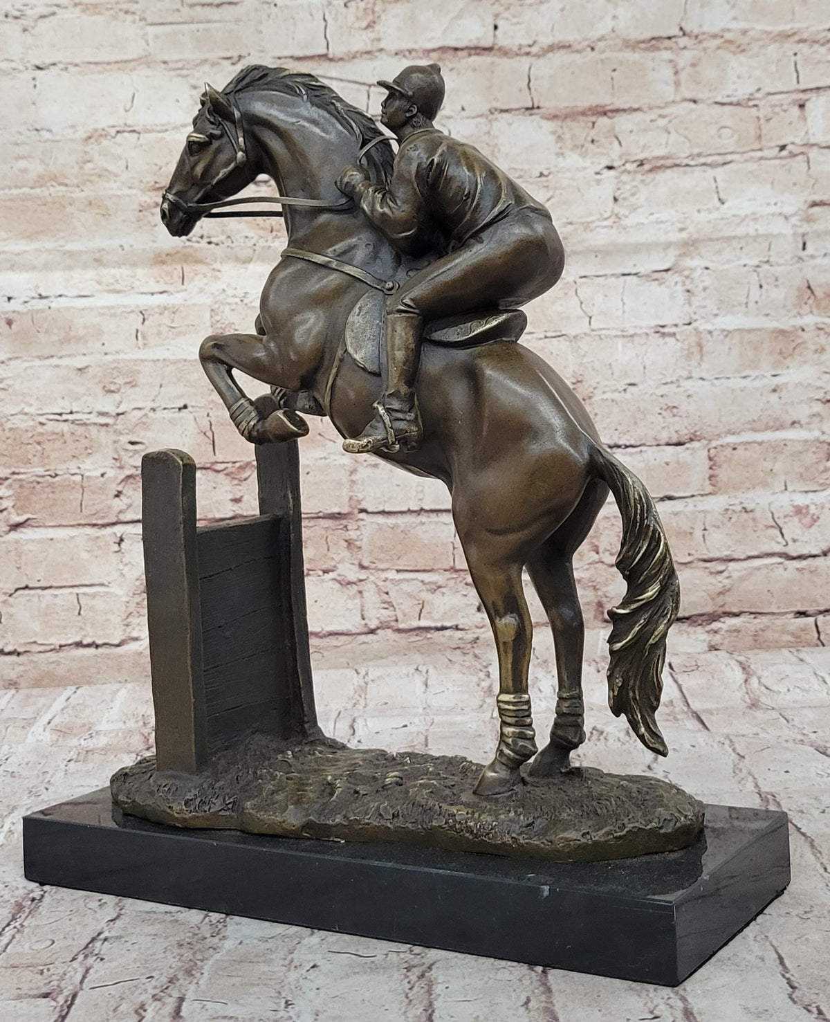 Vintage Signed Jockey Horse Racing Bronze Sculpture Gift Statue Figure Figurine