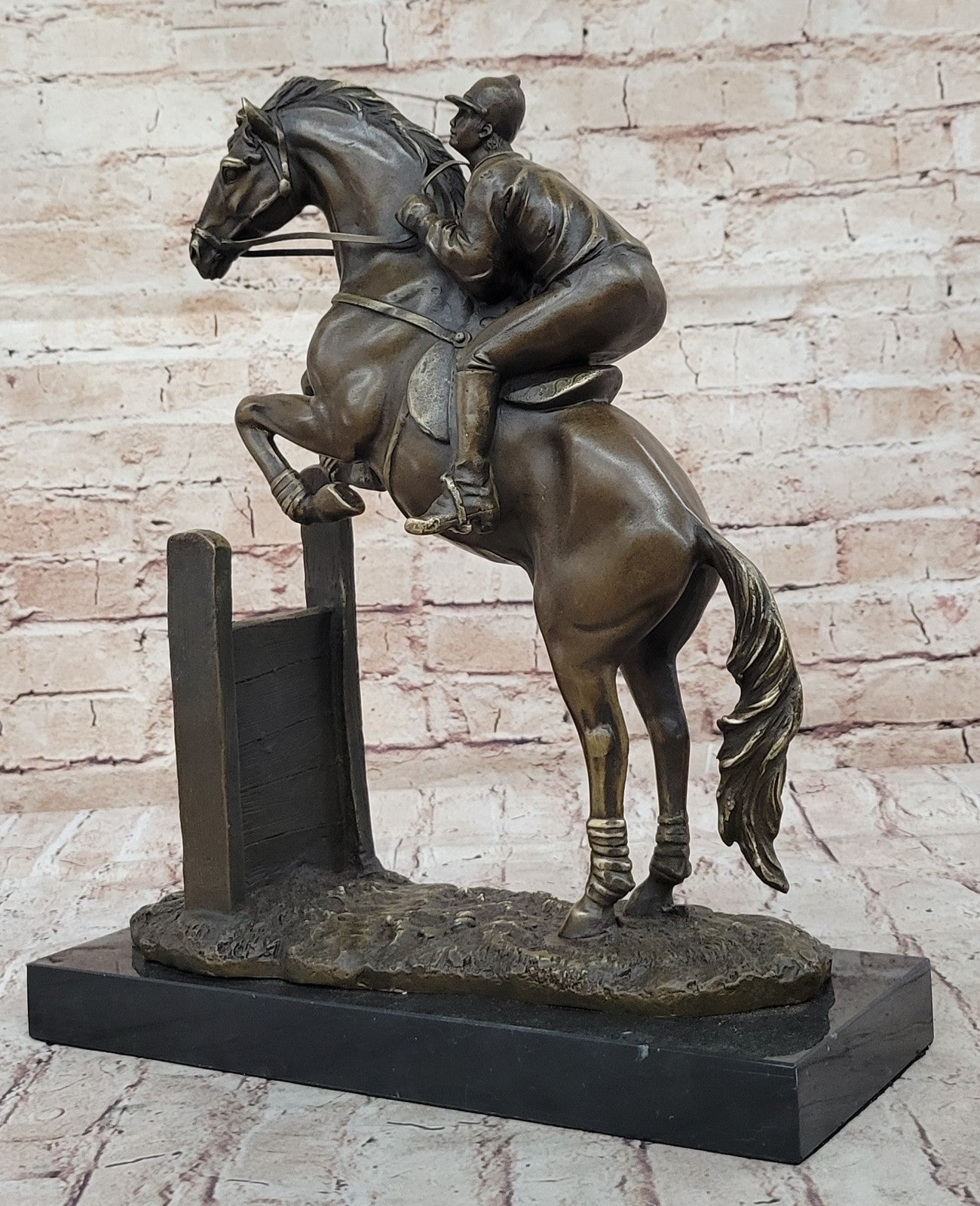 Vintage Signed Jockey Horse Racing Bronze Sculpture Gift Statue Figure Figurine