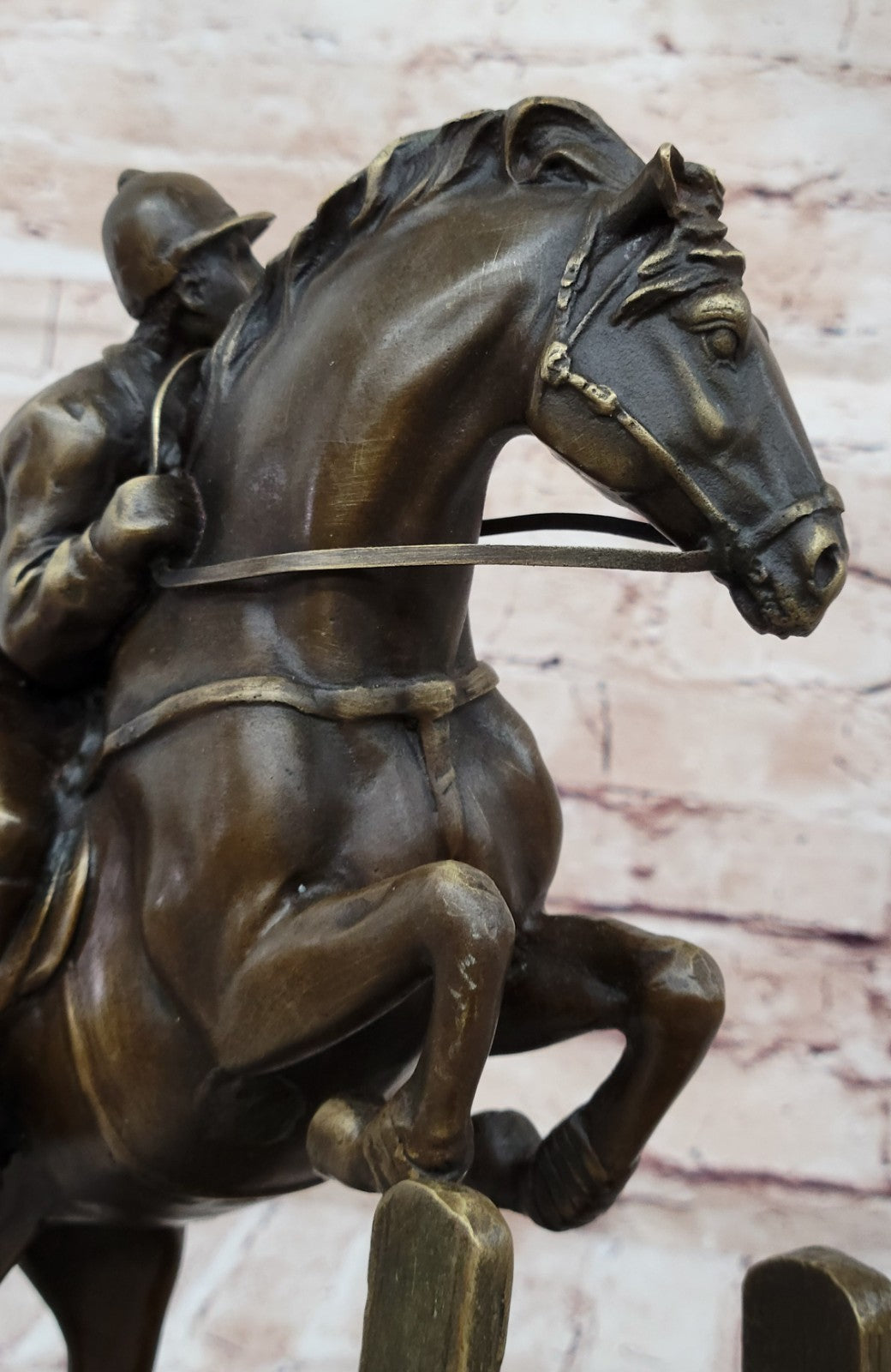 Vintage Signed Jockey Horse Racing Bronze Sculpture Gift Statue Figure Figurine
