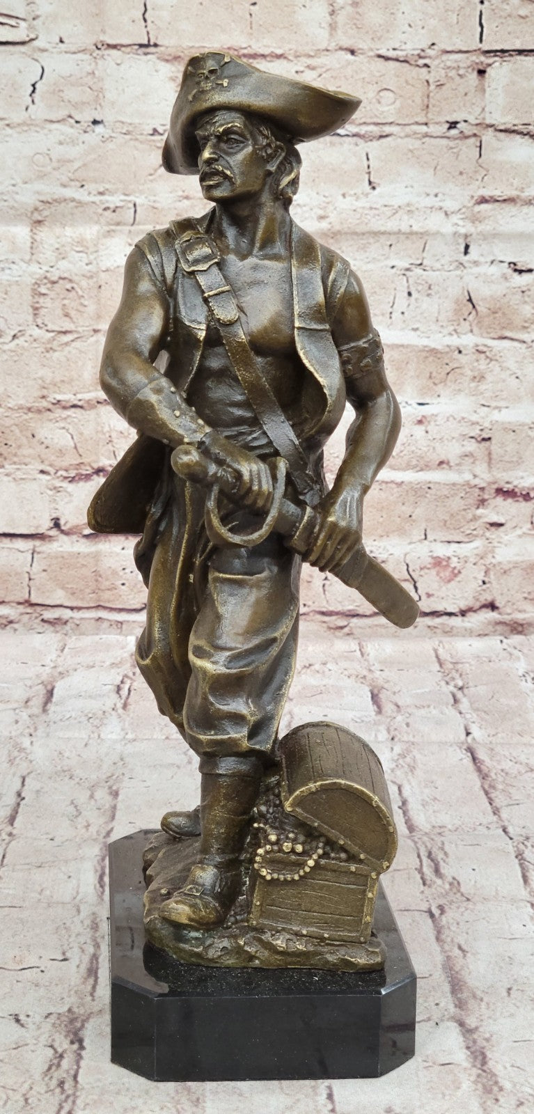 Signd Original Kamiko Ship Pirate Home Restaurant Casino Decor Bronze Sculpture