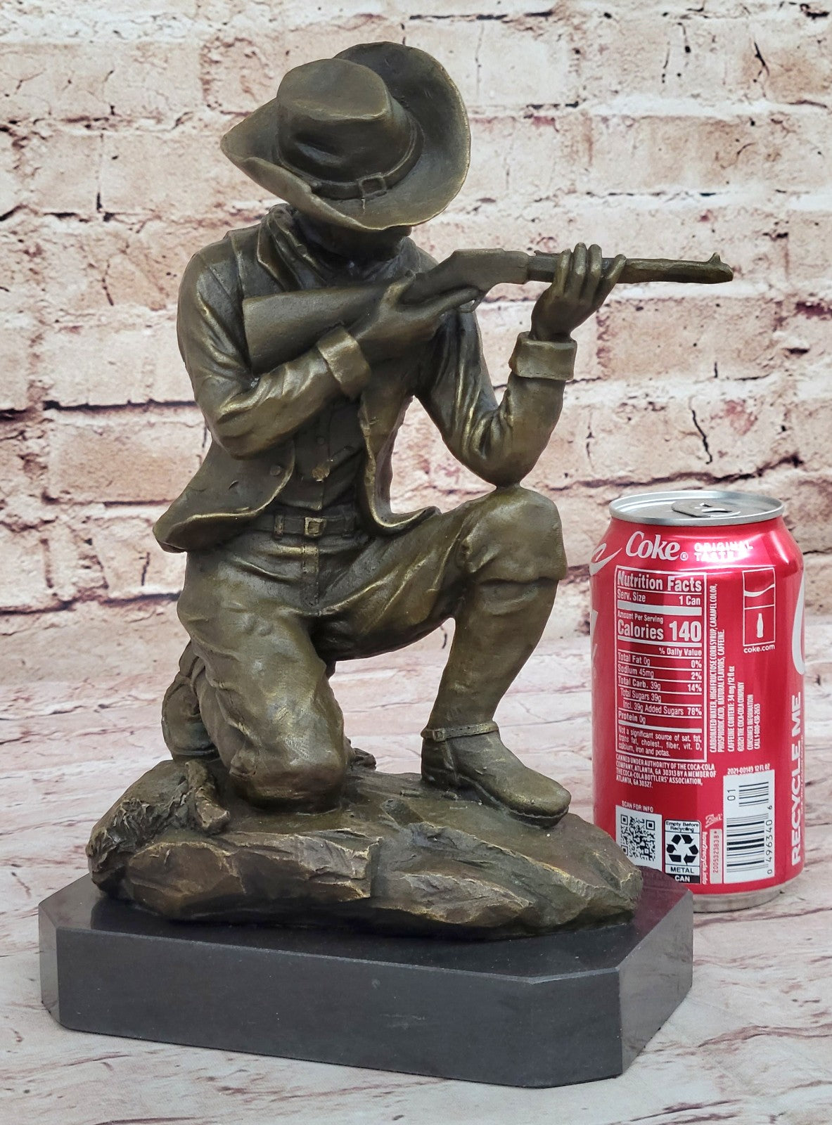 Handcrafted bronze sculpture SALE Rifle Bullet Gun W/ Cowboy Deco Art Western