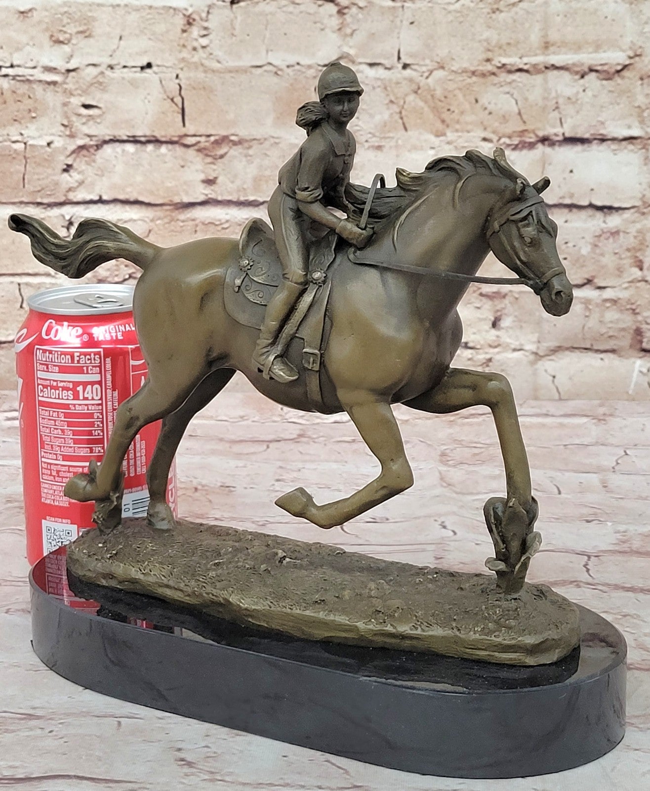 Handcrafted bronze sculpture SALE Horse Racing Jockey Girl Art Western Deco Art