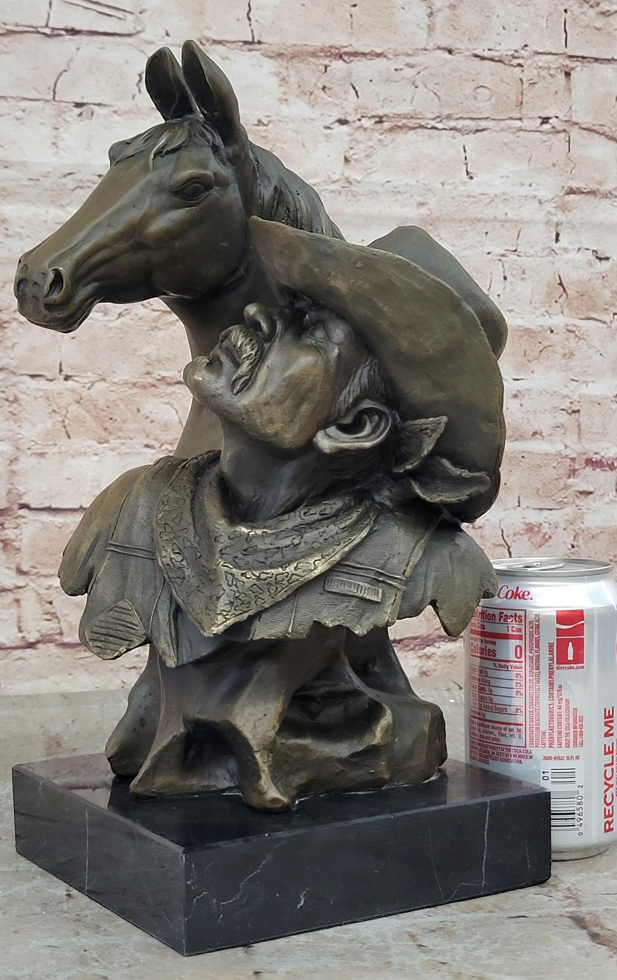 Original 100% Bronze Cowboy Stallion Horse Sculpture Signed Western Artwork