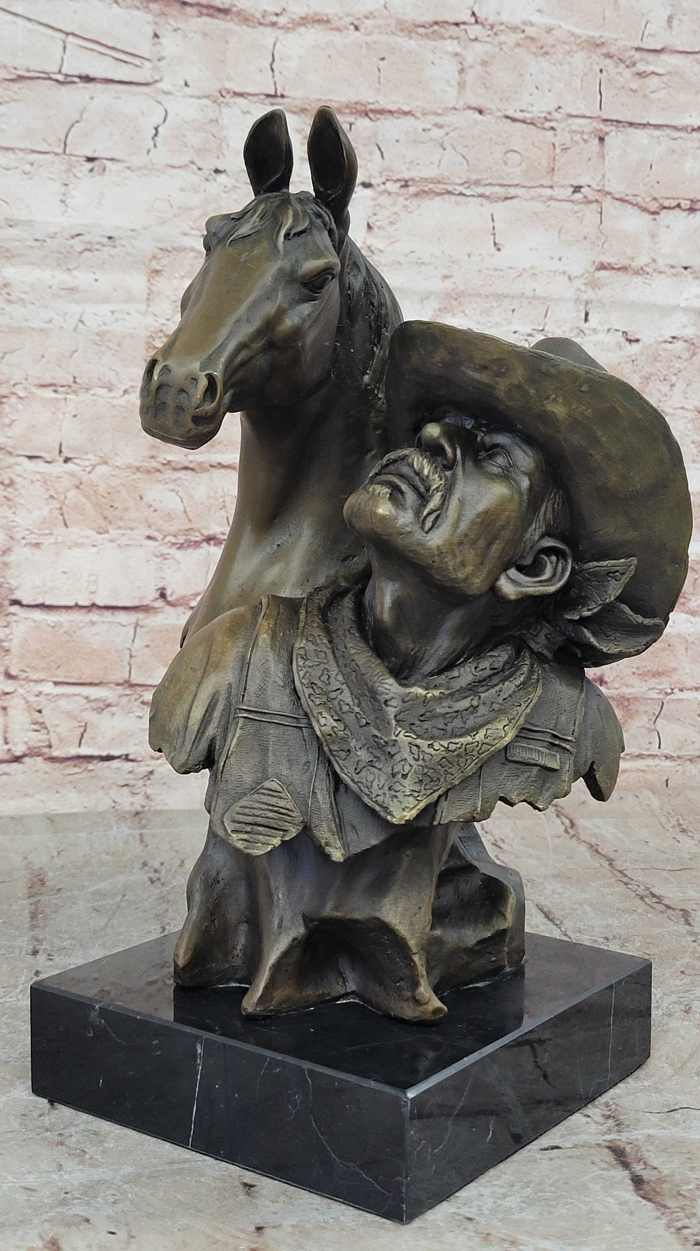 Original 100% Bronze Cowboy Stallion Horse Sculpture Signed Western Artwork