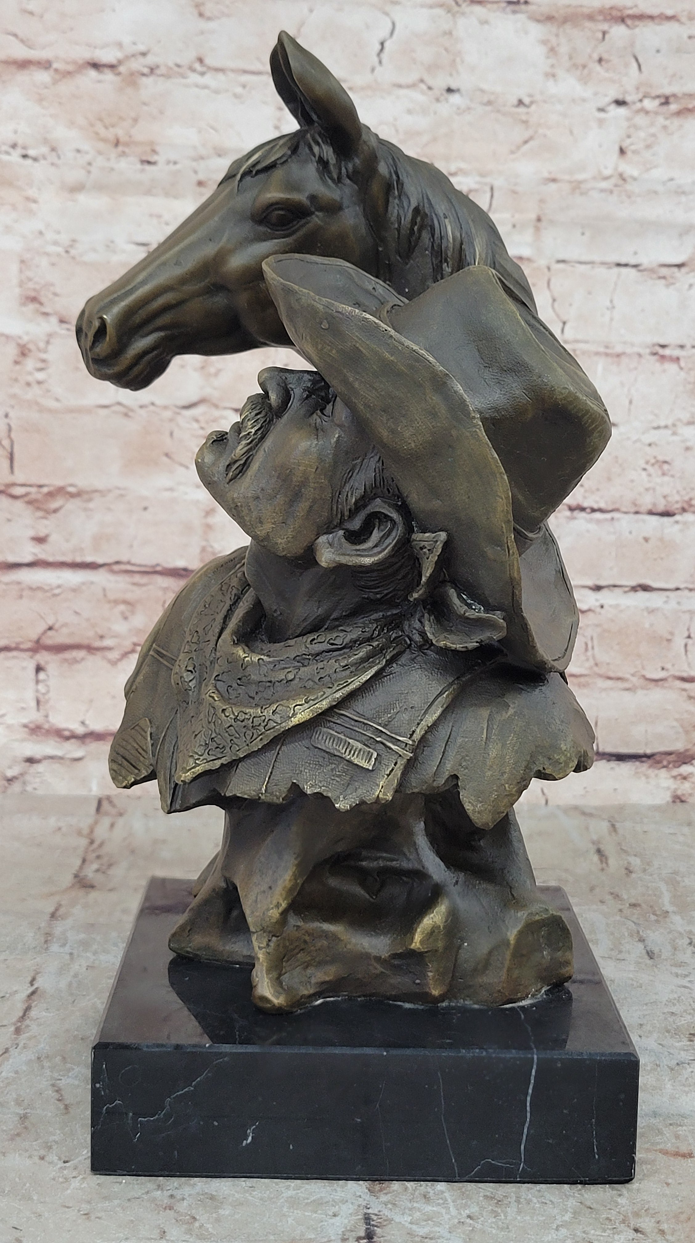 Original 100% Bronze Cowboy Stallion Horse Sculpture Signed Western Artwork