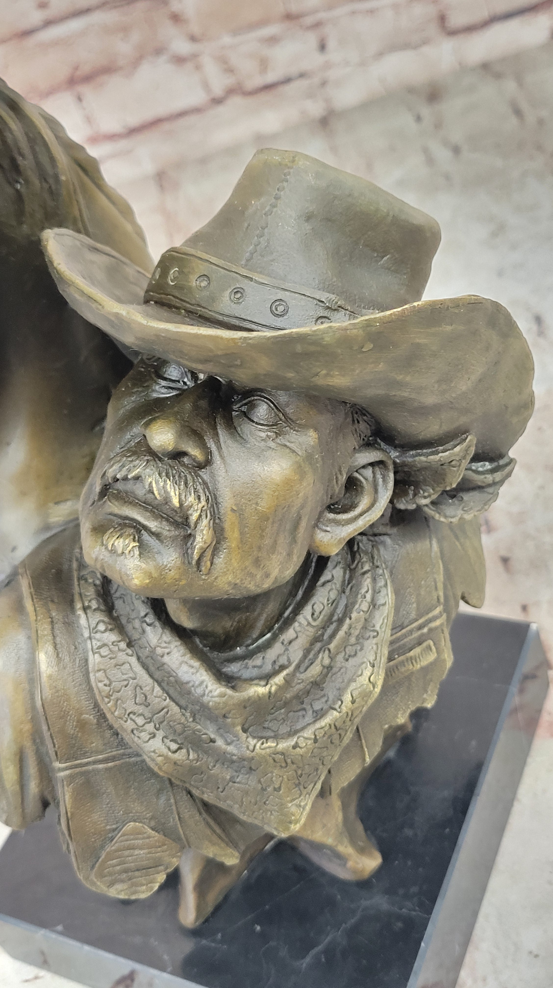 Original 100% Bronze Cowboy Stallion Horse Sculpture Signed Western Artwork