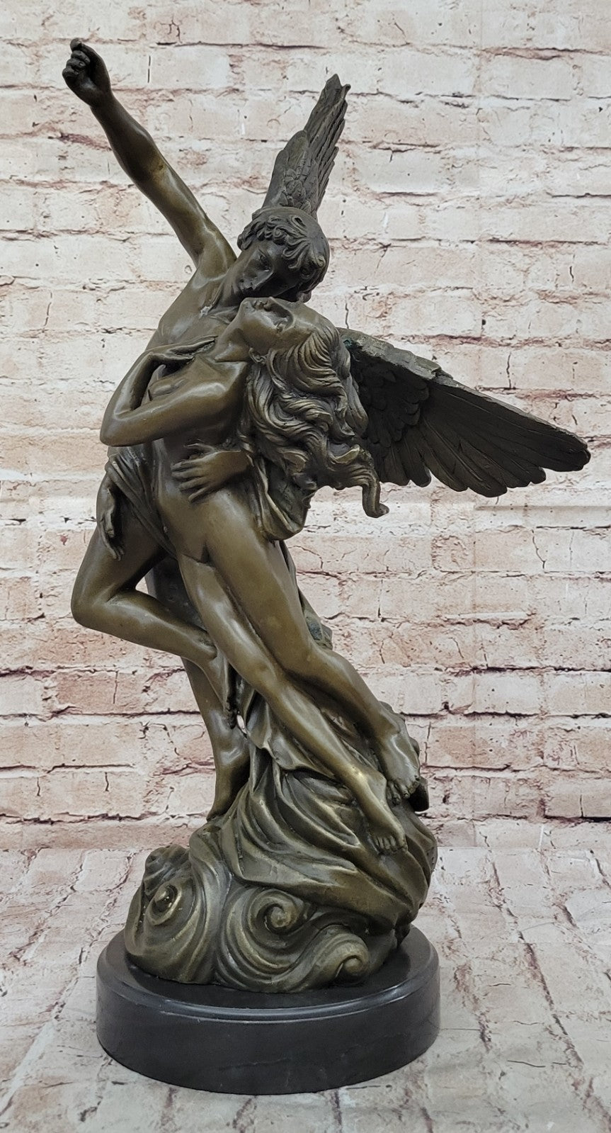 Winged Lovers Angels Cupid Psyche Eros Aphrodite Venus Bronze Marble Statue Art