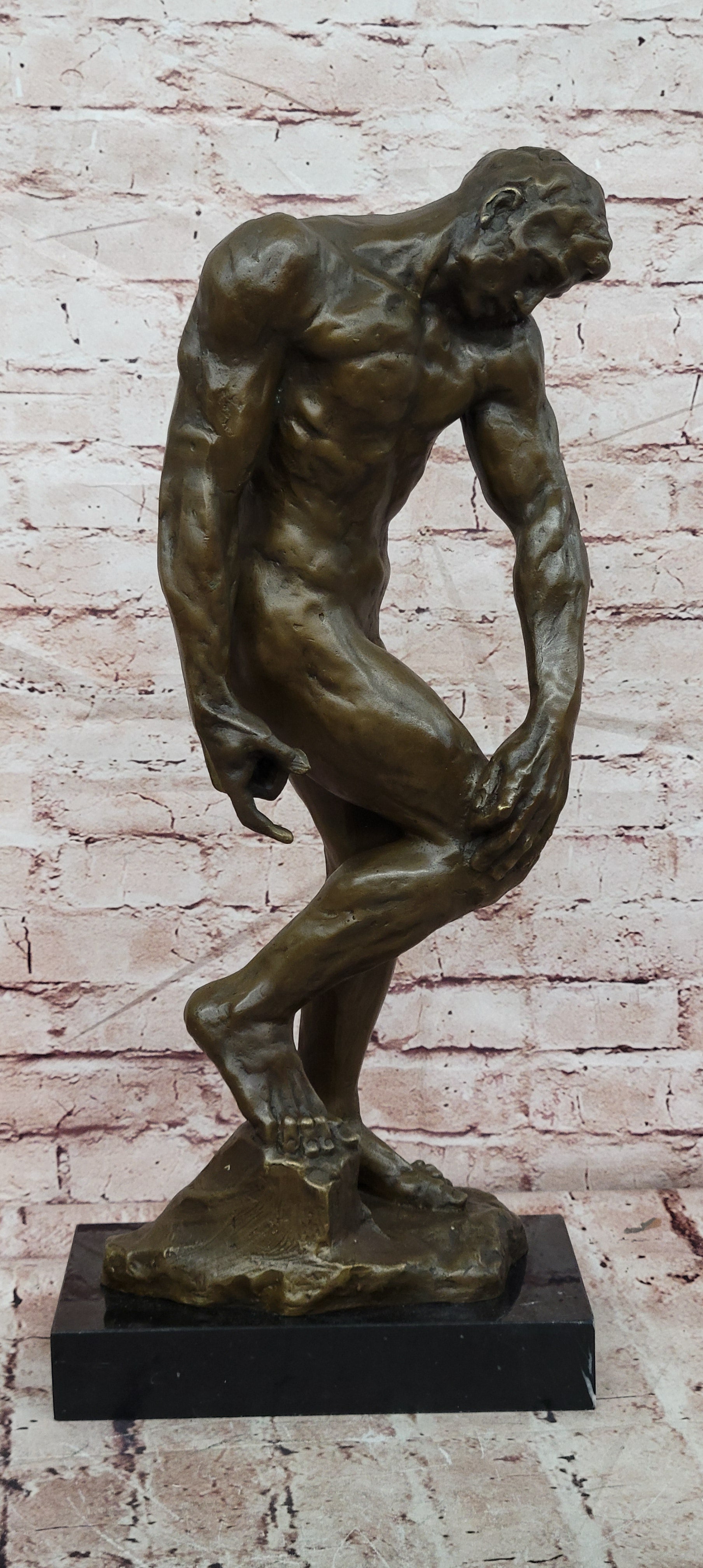 Fine Genuine Bronze Man Adam from Rodin Hand Made Lost Wax Method Nude Figurine